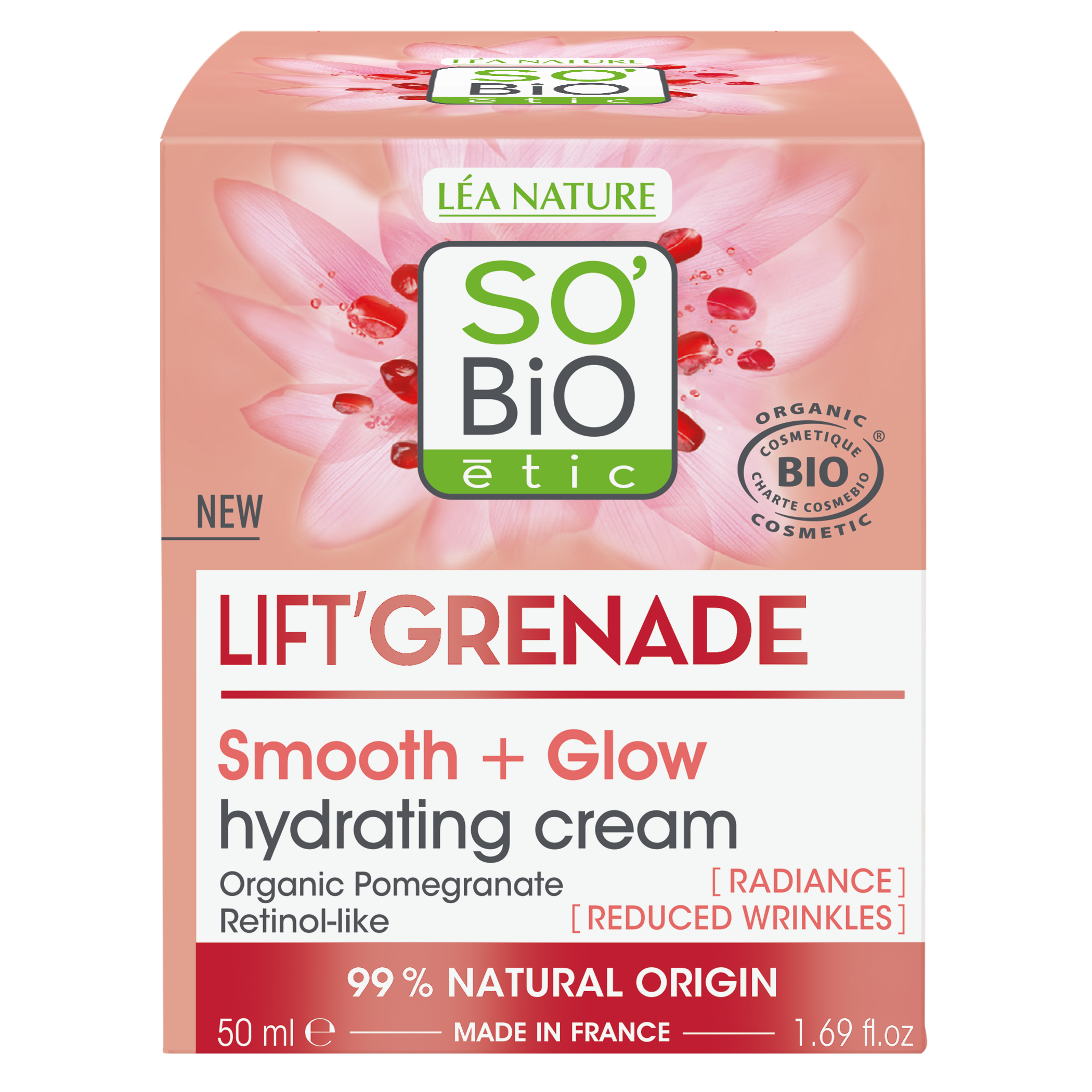 SO’BiO étic Krém denní rozjasňující proti vráskám Lift'Grenade BIO (50 ml) - pošk. obal - s granátovým jablkem SO’BiO étic