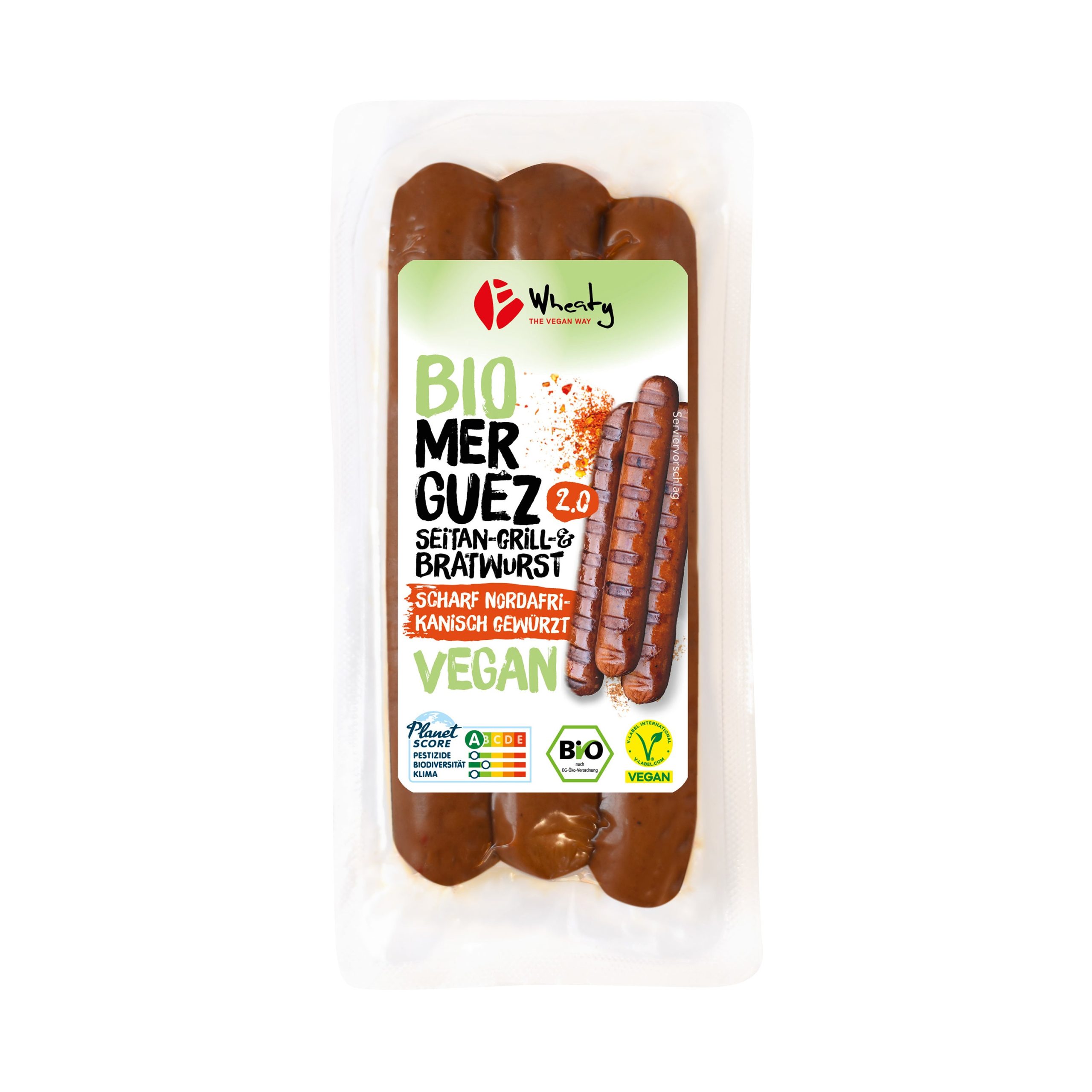 Seitan alternativa klobásy uzená Merguez 120 g BIO   WHEATY Wheaty