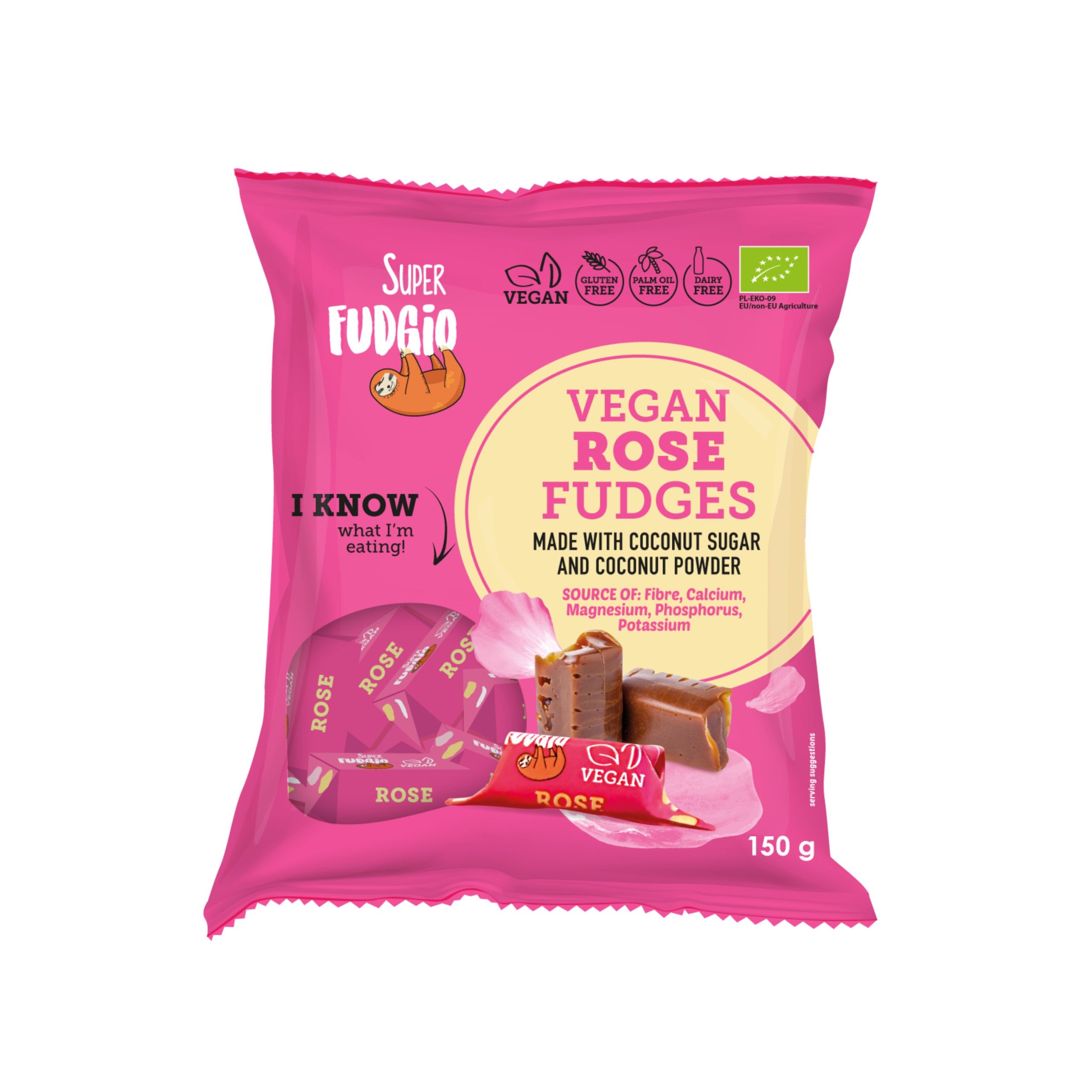 Superfudgio Karamely růže vegan BIO (150 g) - veganské bio křupavé karamelky Superfudgio
