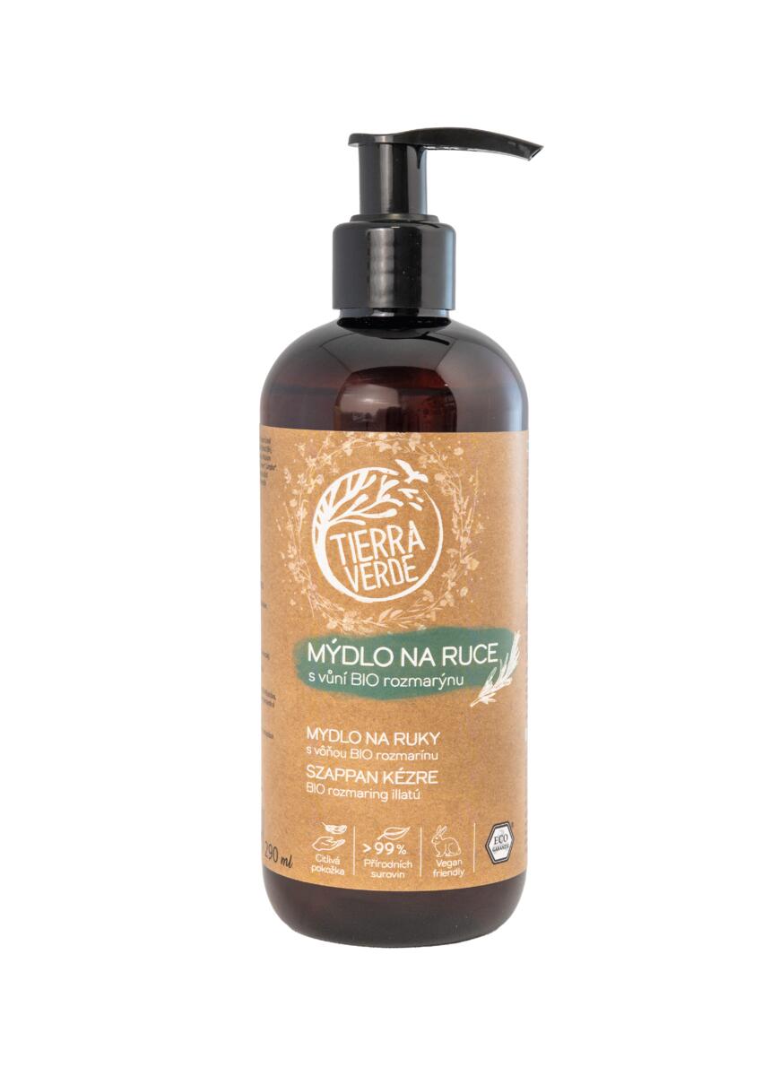 Tierra Verde Tekuté mýdlo na ruce - BIO Rozmarýn - 290 ml - s českým bio jitrocelem Tierra Verde