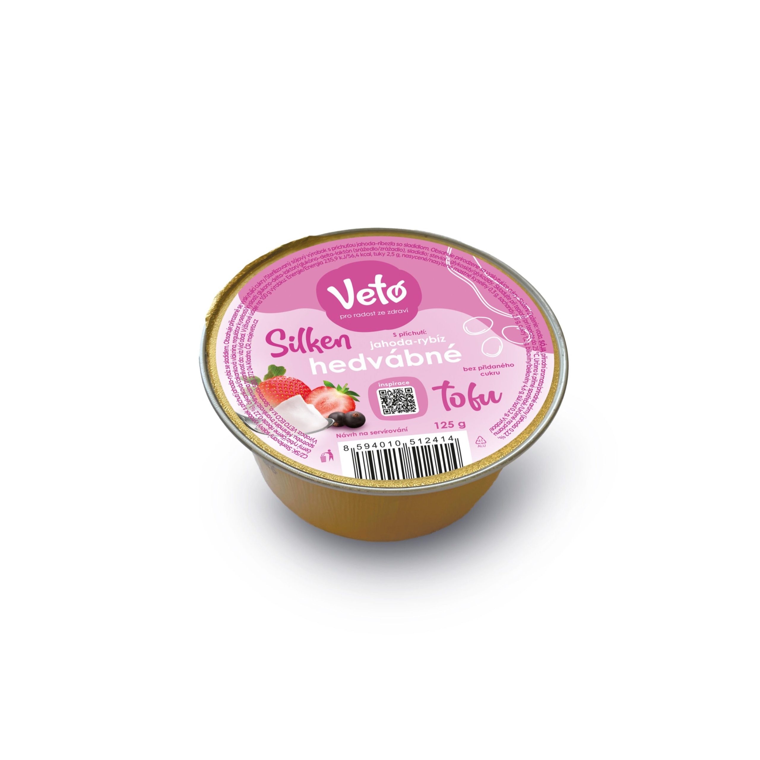 Veto Eco Tofu hedvábné s příchutí jahoda a rybíz (125 g) Veto