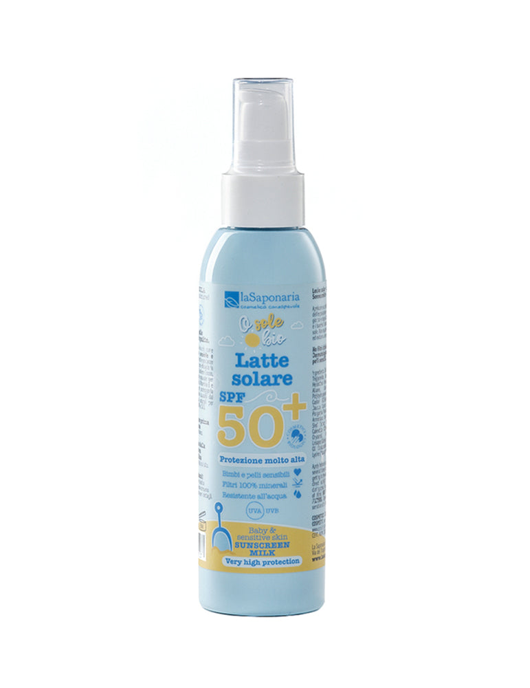 laSaponaria Opalovací mléko pro děti a citlivou pokožku SPF 50+ BIO (125 ml) - nezanechává bílý film laSaponaria