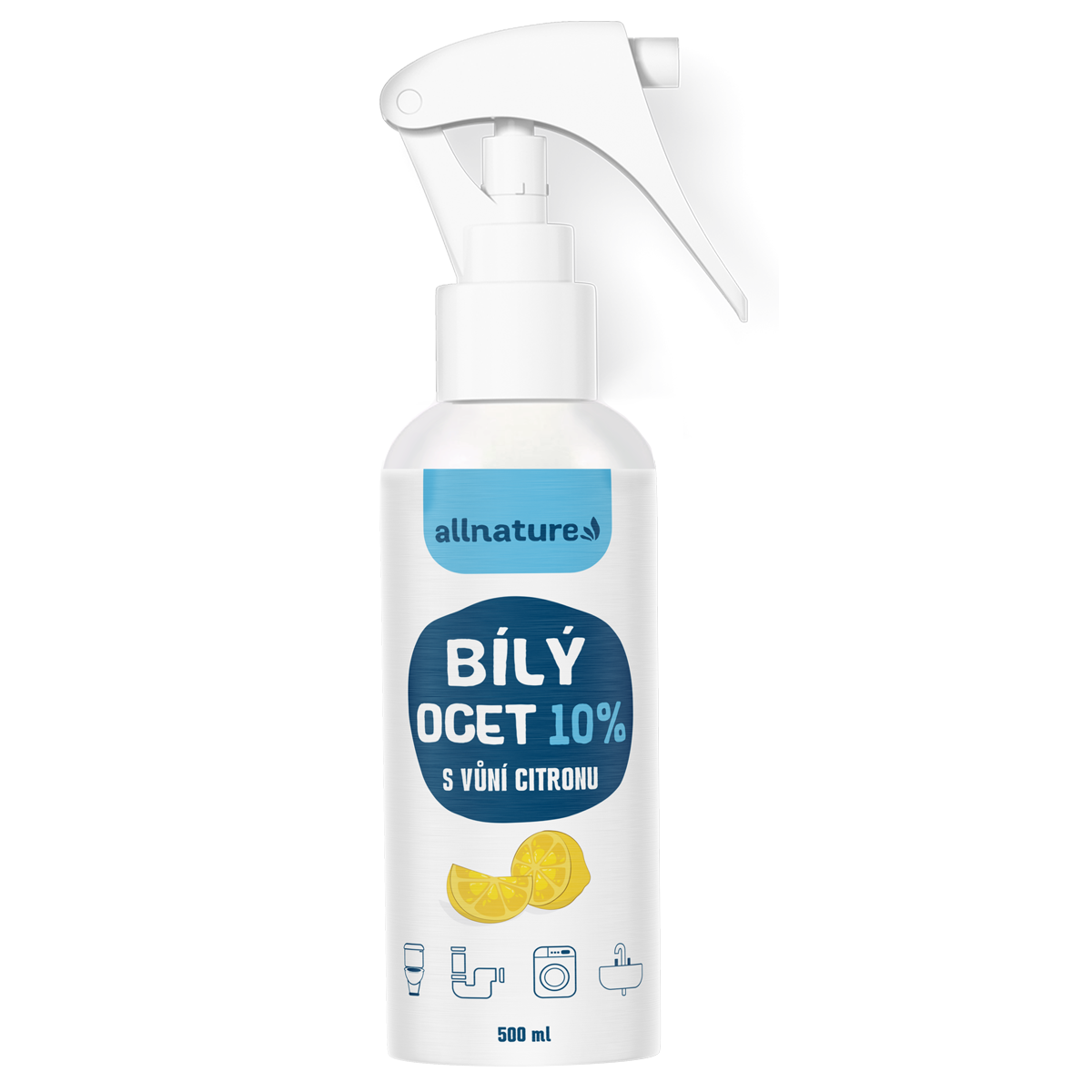 Allnature Bílý ocet sprej 10% s vůní citrónu - 500 ml - univerzální přírodní čistič Allnature