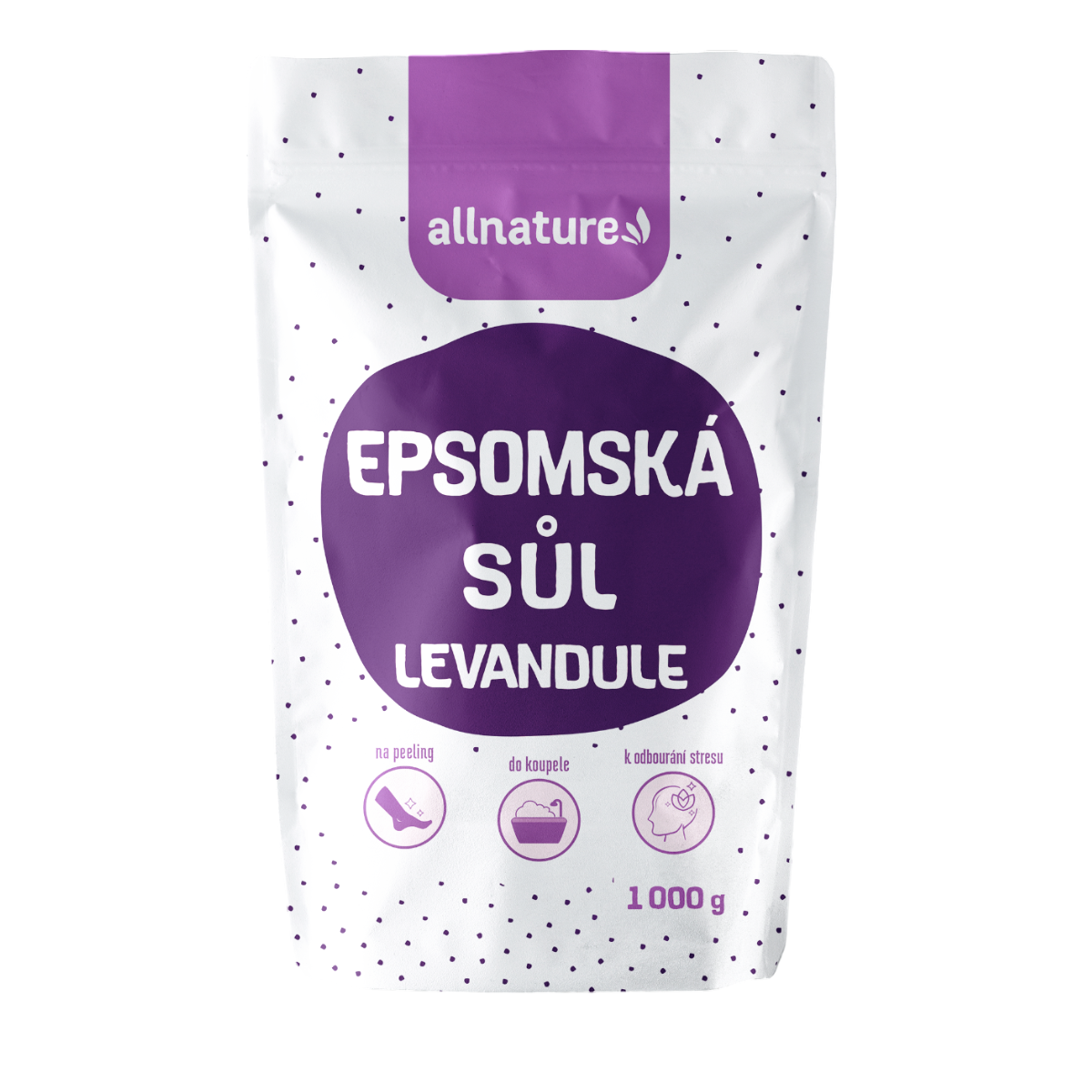 Allnature Epsomská sůl Levandule - 1 kg - pro uvolnění a zklidnění Allnature