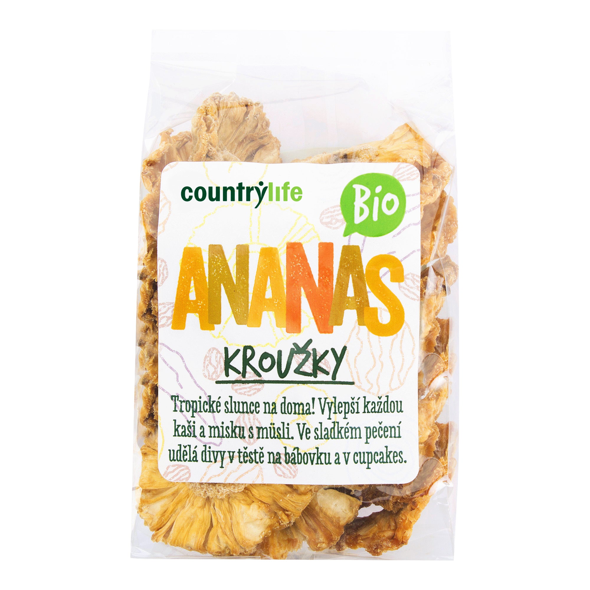 Ananas kroužky sušené 100 g BIO   COUNTRY LIFE Country Life