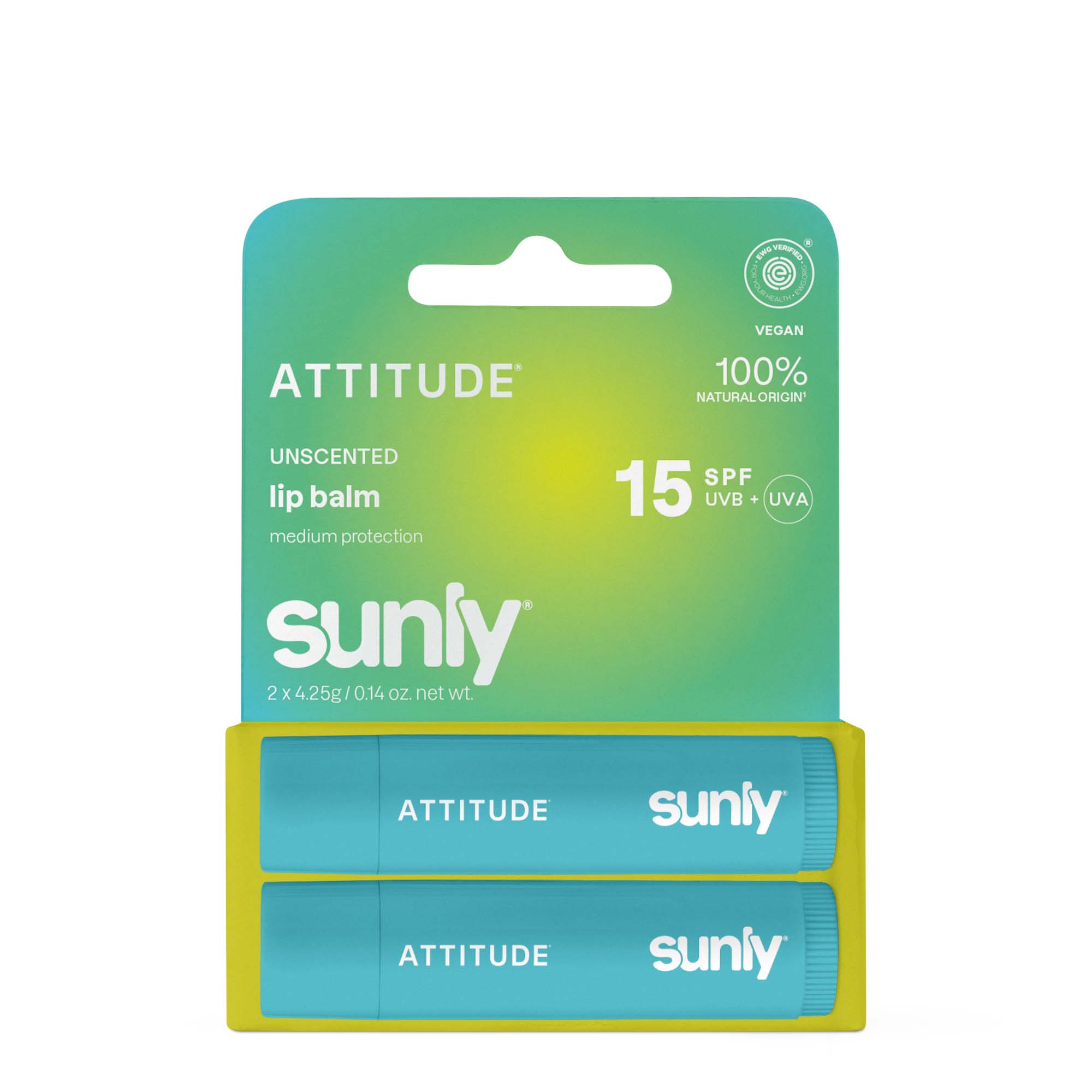 Attitude Balzám na rty SPF 15 bez vůně - duopack (2 x 4