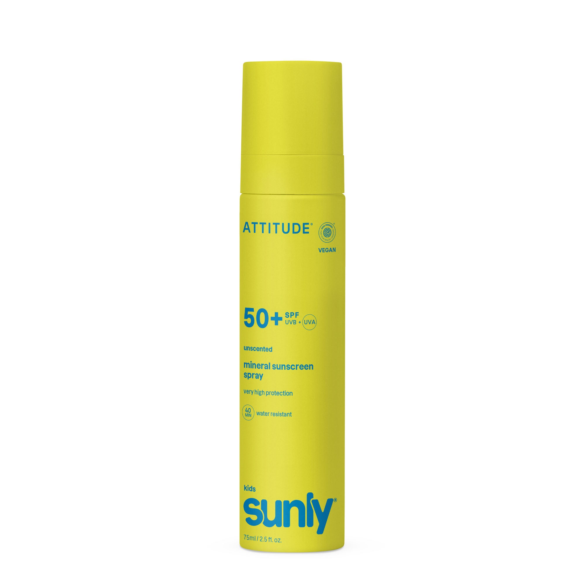 Attitude Dětské opalovací mléko ve spreji SPF 50 - bez vůně (75 ml) - minerální filtr bez nanočástic Attitude