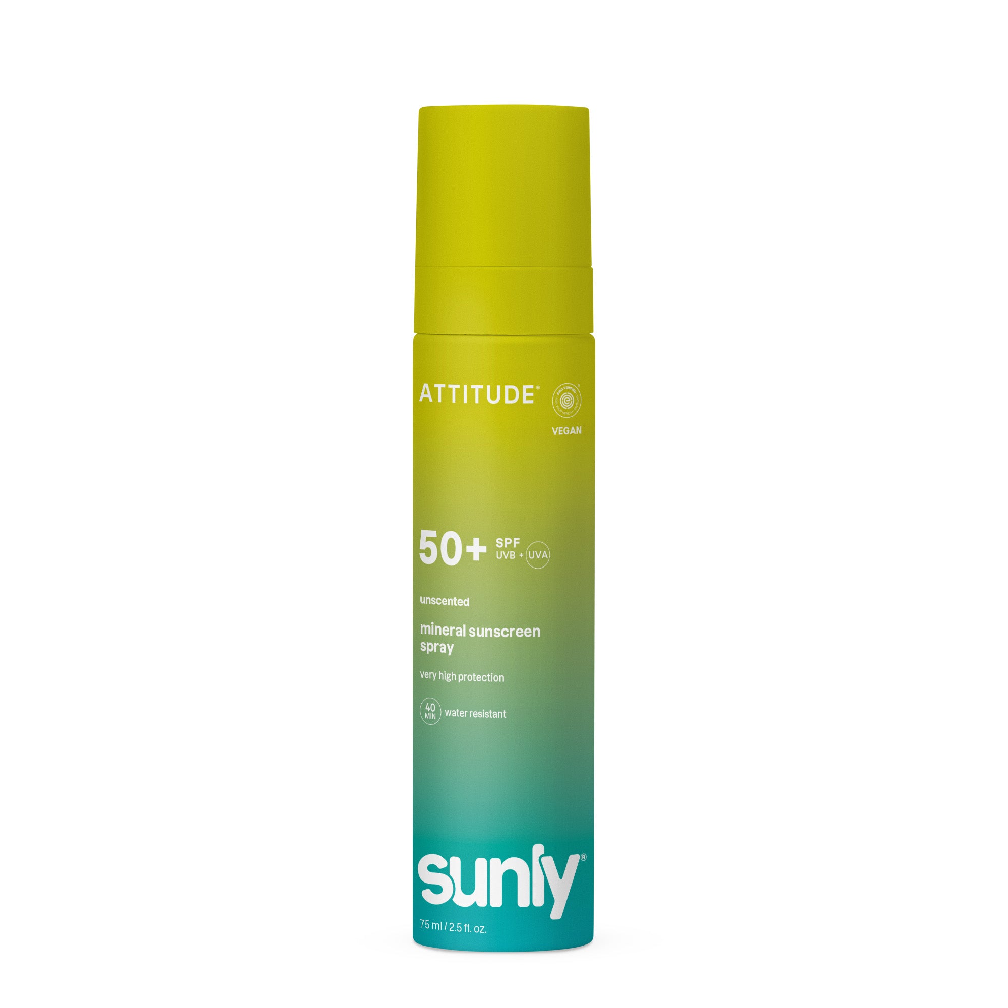 Attitude Opalovací mléko ve spreji SPF 50 - bez vůně (75 ml) - minerální filtr bez nanočástic Attitude