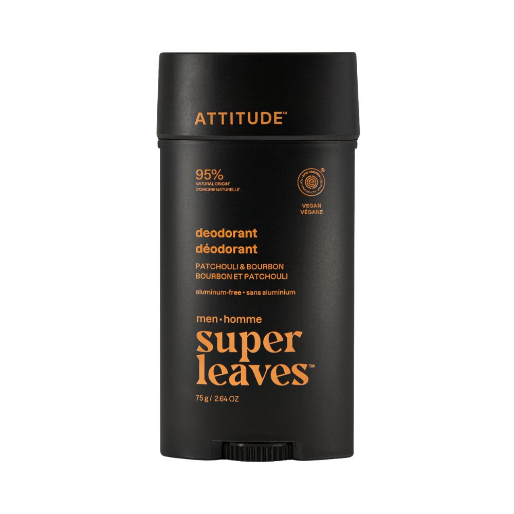 Attitude Pánský deodorant Super Leaves - Pačuli & Bourbon (75 g) - dlouhotrvající ochrana před zápachem Attitude