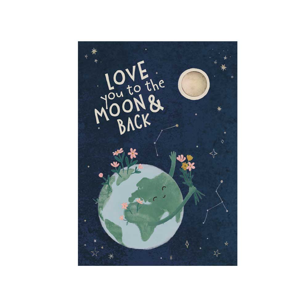 Blossombs Semínková bomba - Dárková karta - Miluji tě až na měsíc a zpět (1 ks) - originální dárek z lásky Blossombs