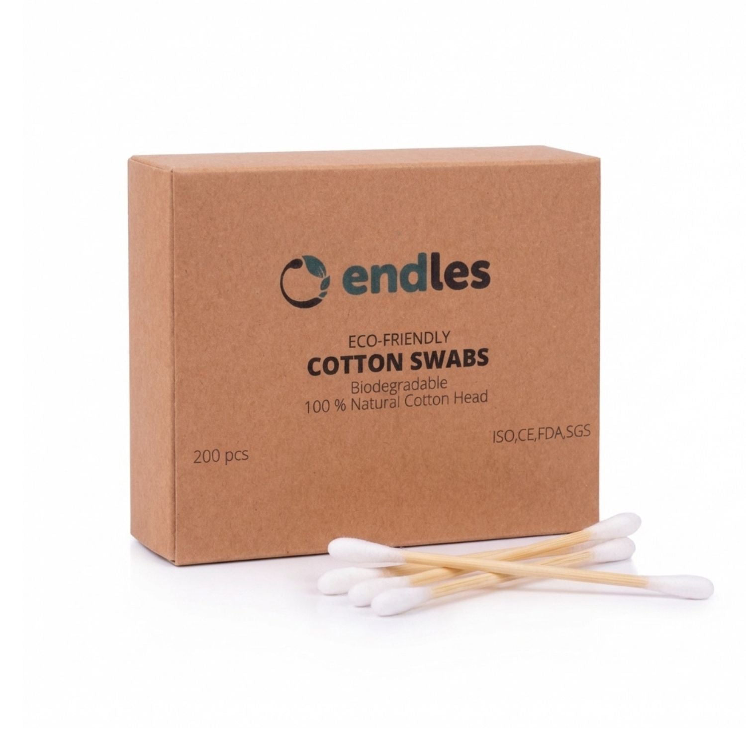 Endles by Econea Vatové tyčinky do uší (200 ks) - z bambusu a bavlny Endles by Econea