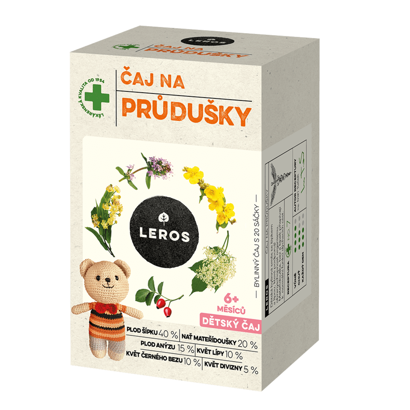 LEROS Dětský čaj na průdušky - nálev. sáčky (20 x 1