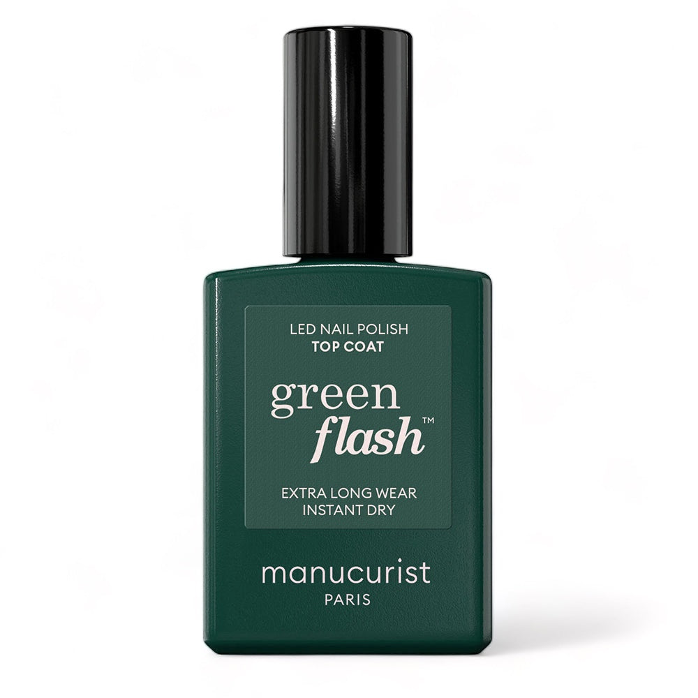 Manucurist Green Flash LED gel lak na nehty vrchní - Top Coat (15 ml) - 12-free a hema-free složení Manucurist