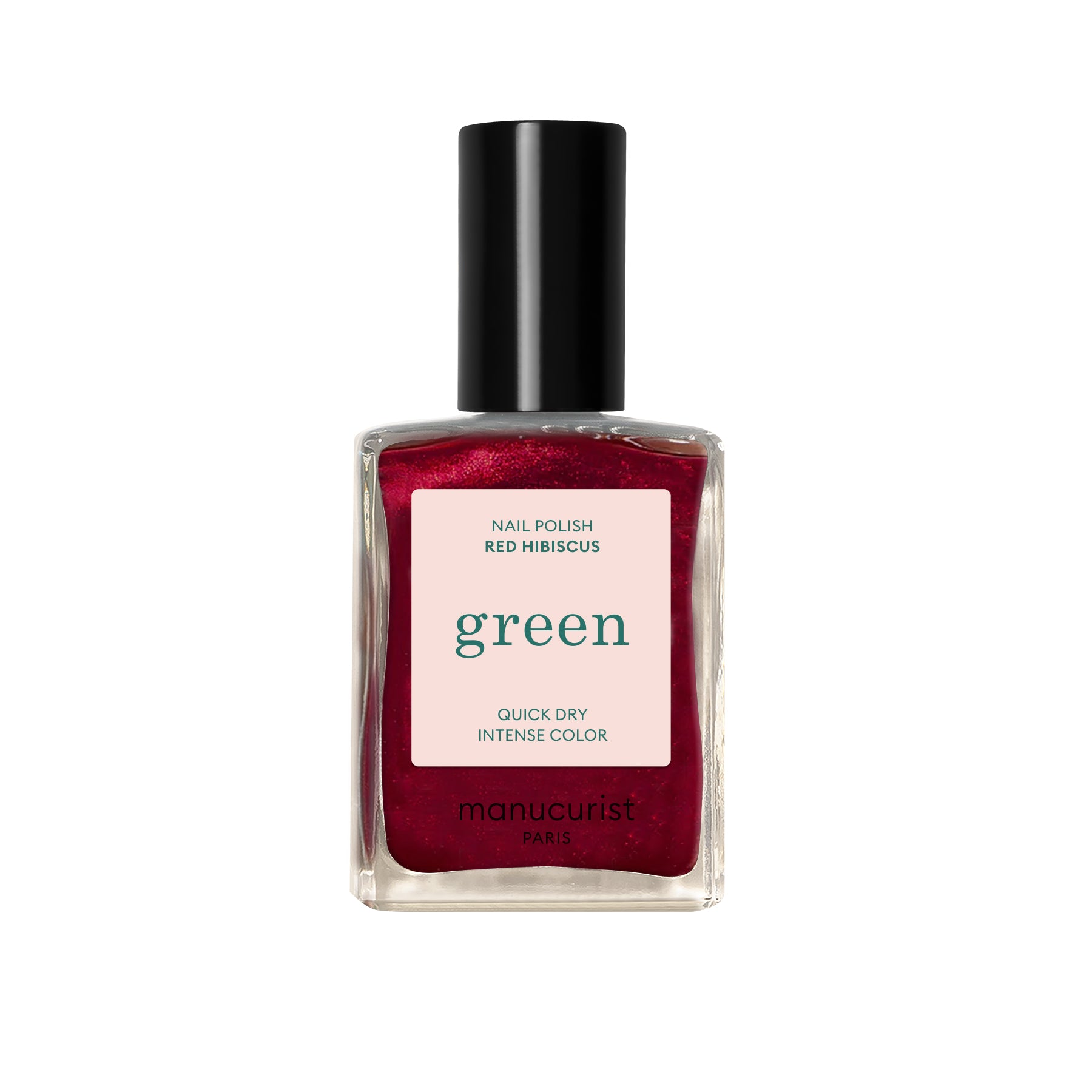 Manucurist Green schnoucí lak na nehty - Hibiscus (15 ml) - tmavá perleťově červená barva Manucurist