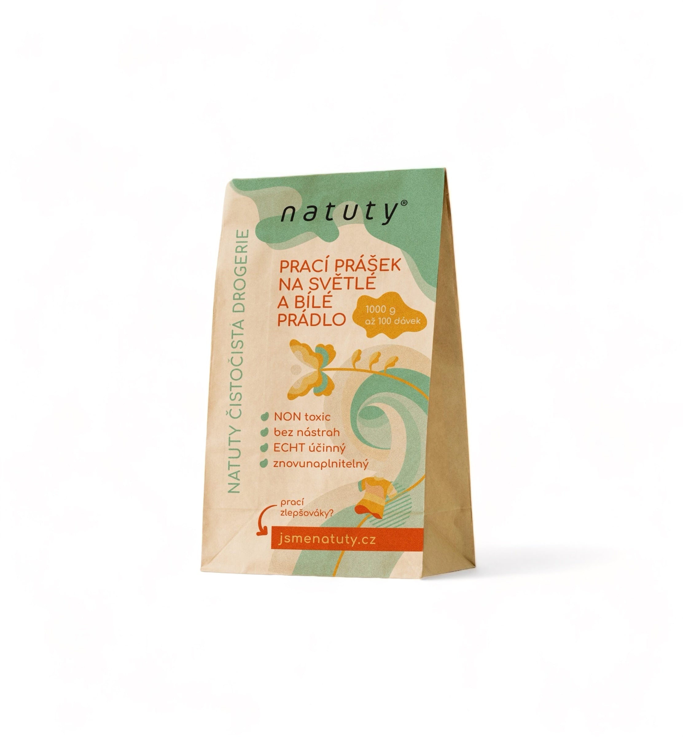 Natuty Prací prášek na bílé a světlé prádlo (1 kg) - bez vůně