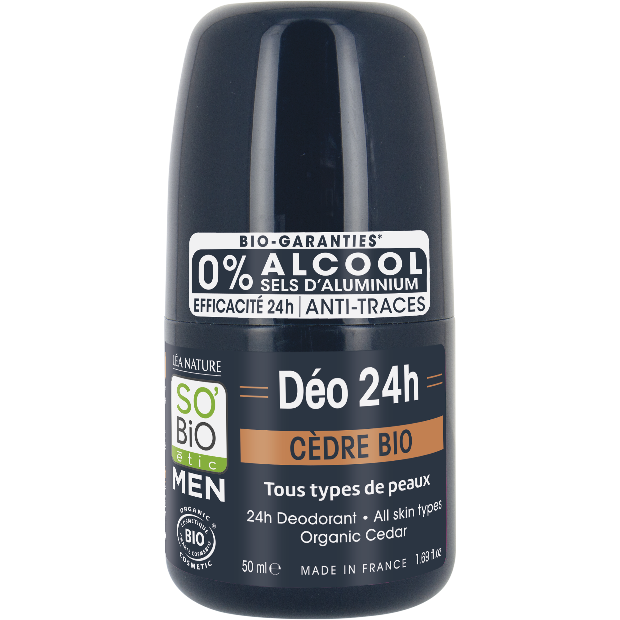 SO’BiO étic Deodorant roll-on 24h MEN - cedr BIO (50 ml) - účinný až 24 hodin SO’BiO étic