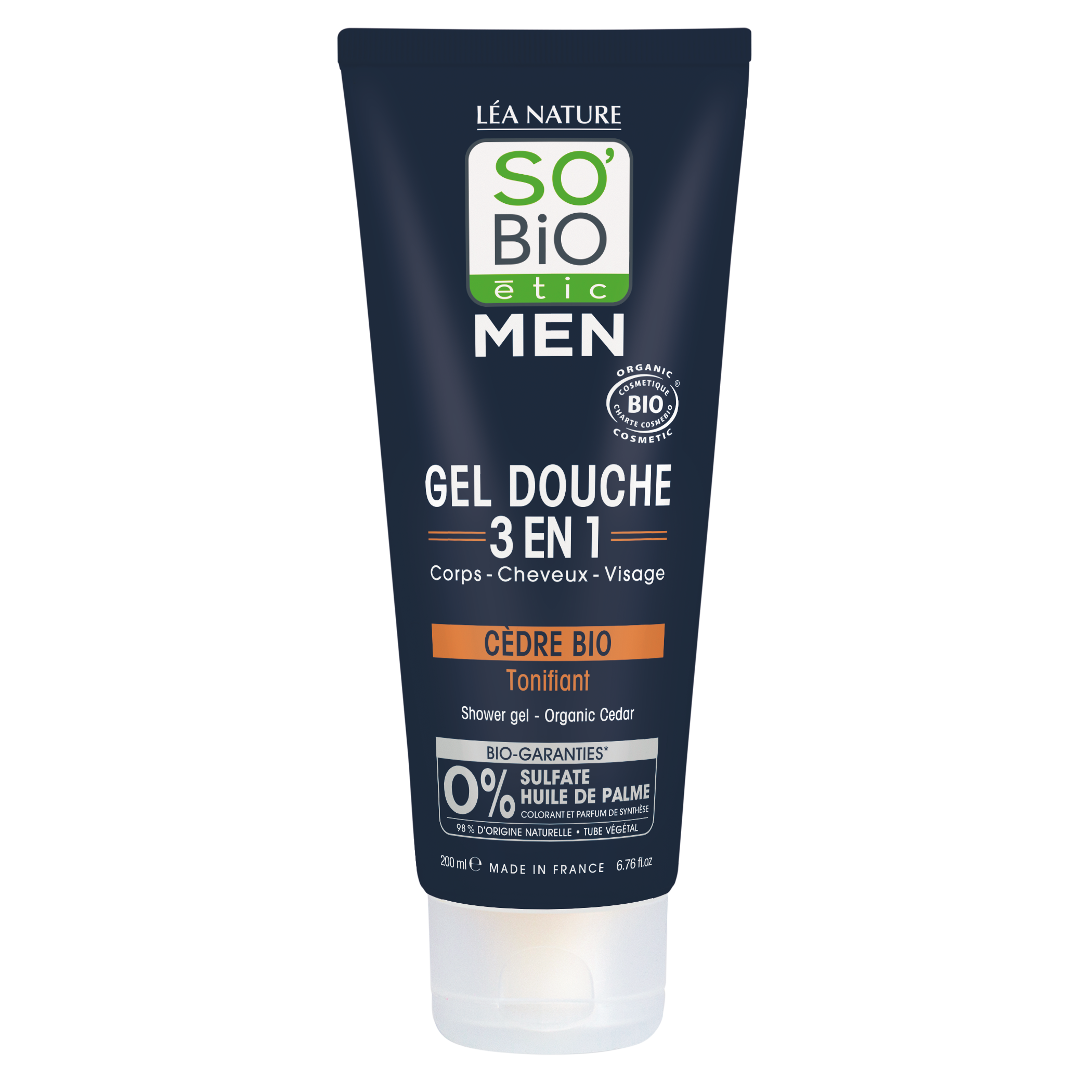 SO’BiO étic Gel sprchový MEN 3v1 - tonizující cedr BIO (200 ml) - na tělo