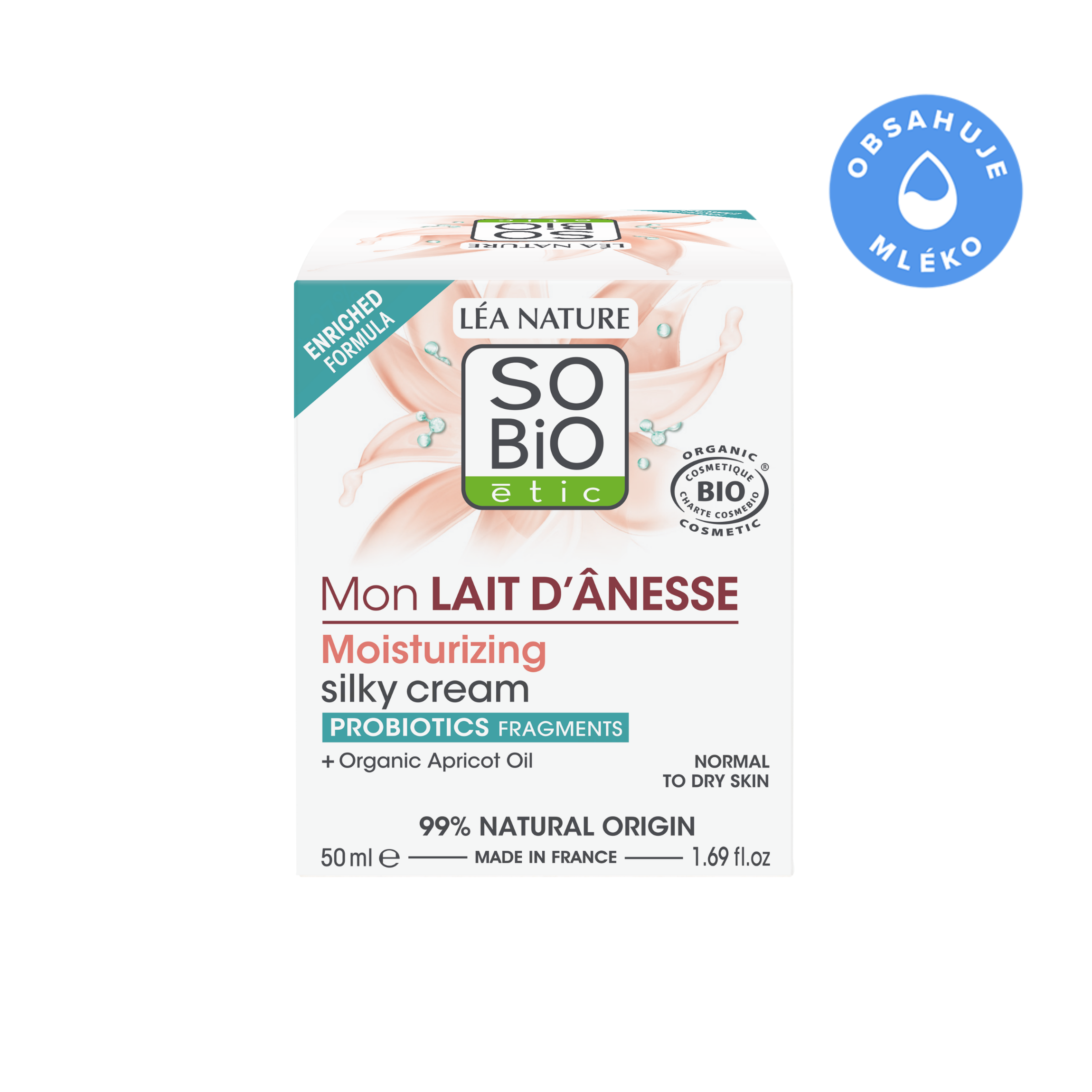 SO’BiO étic Krém hedvábný hydratační s oslím mlékem BIO (50 ml) - pro všechny typy pleti včetně citlivé SO’BiO étic