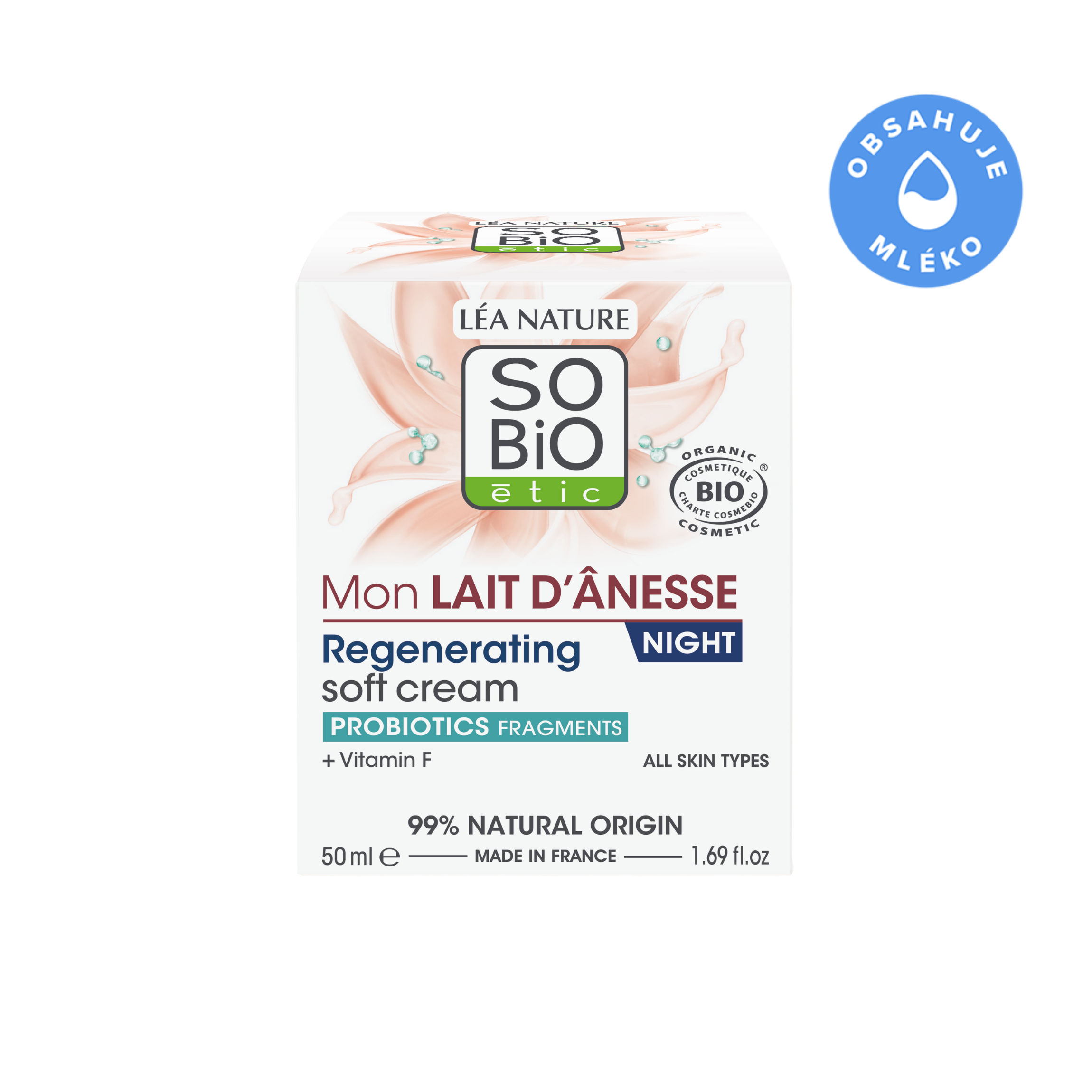 SO’BiO étic Krém noční regenerační s oslím mlékem BIO (50 ml) - šlehaná textura SO’BiO étic