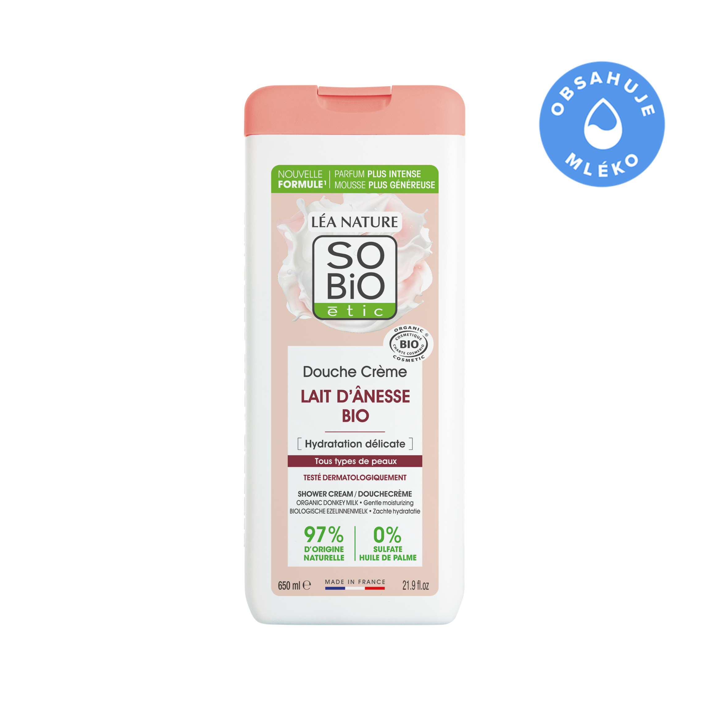 SO’BiO étic Krém sprchový jemně hydratační s oslím mlékem BIO (650 ml) - všechny typy pokožky SO’BiO étic