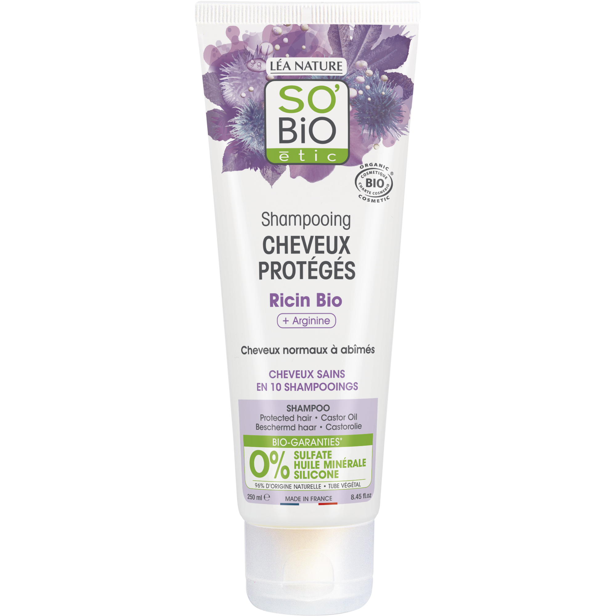 SO’BiO étic Šampon ochranný s ricinem a argininem BIO (250 ml) - pro normální až poškozené vlasy SO’BiO étic