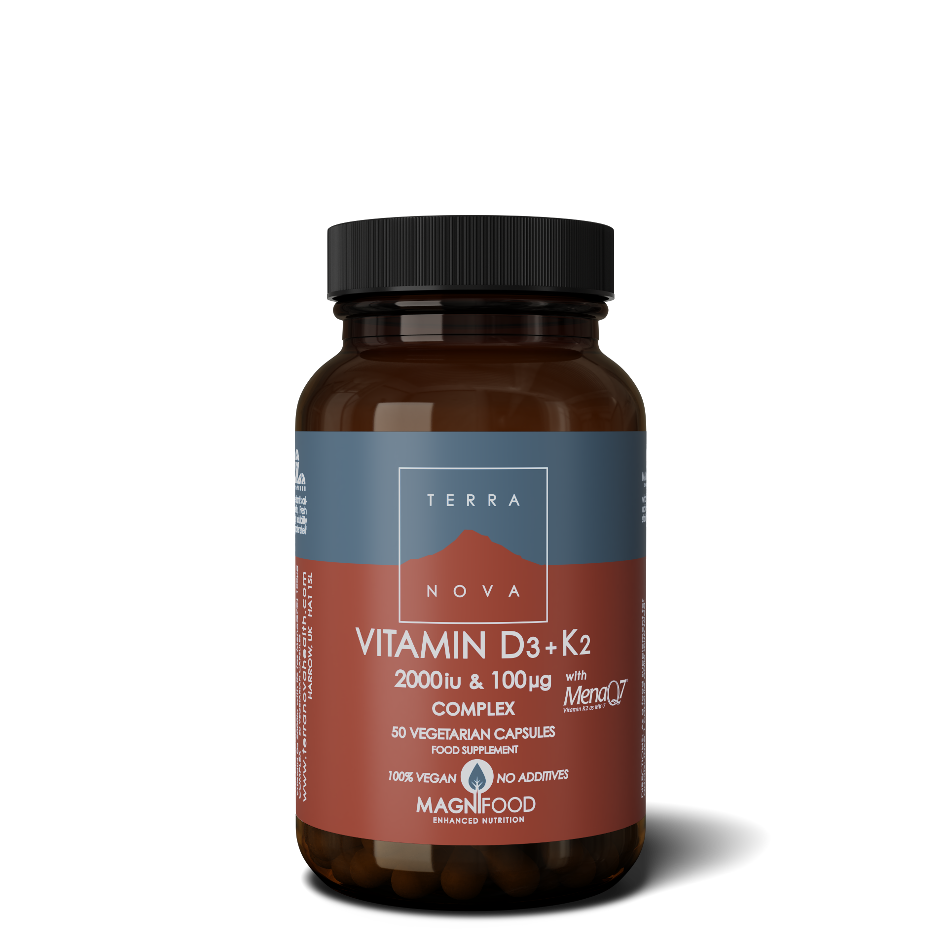Terranova Health Vitamin D3 2000 iu & Vitamin K2 100 ug Complex (50 kapslí) - d3 z lišejníku a k2 z cizrny Terranova Health