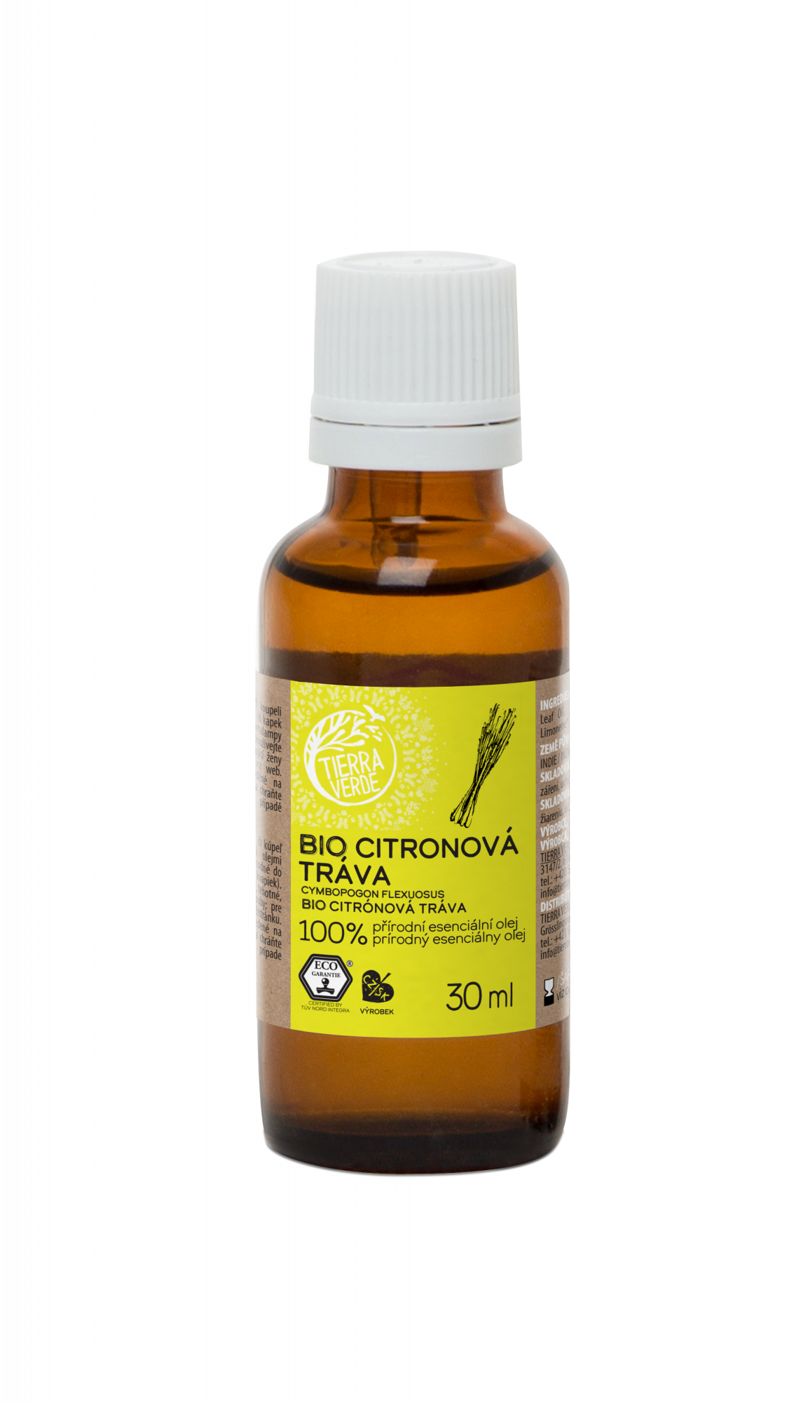 Tierra Verde Esenciální olej Citronová tráva BIO - 30 ml - pomůže při vyčerpání Tierra Verde