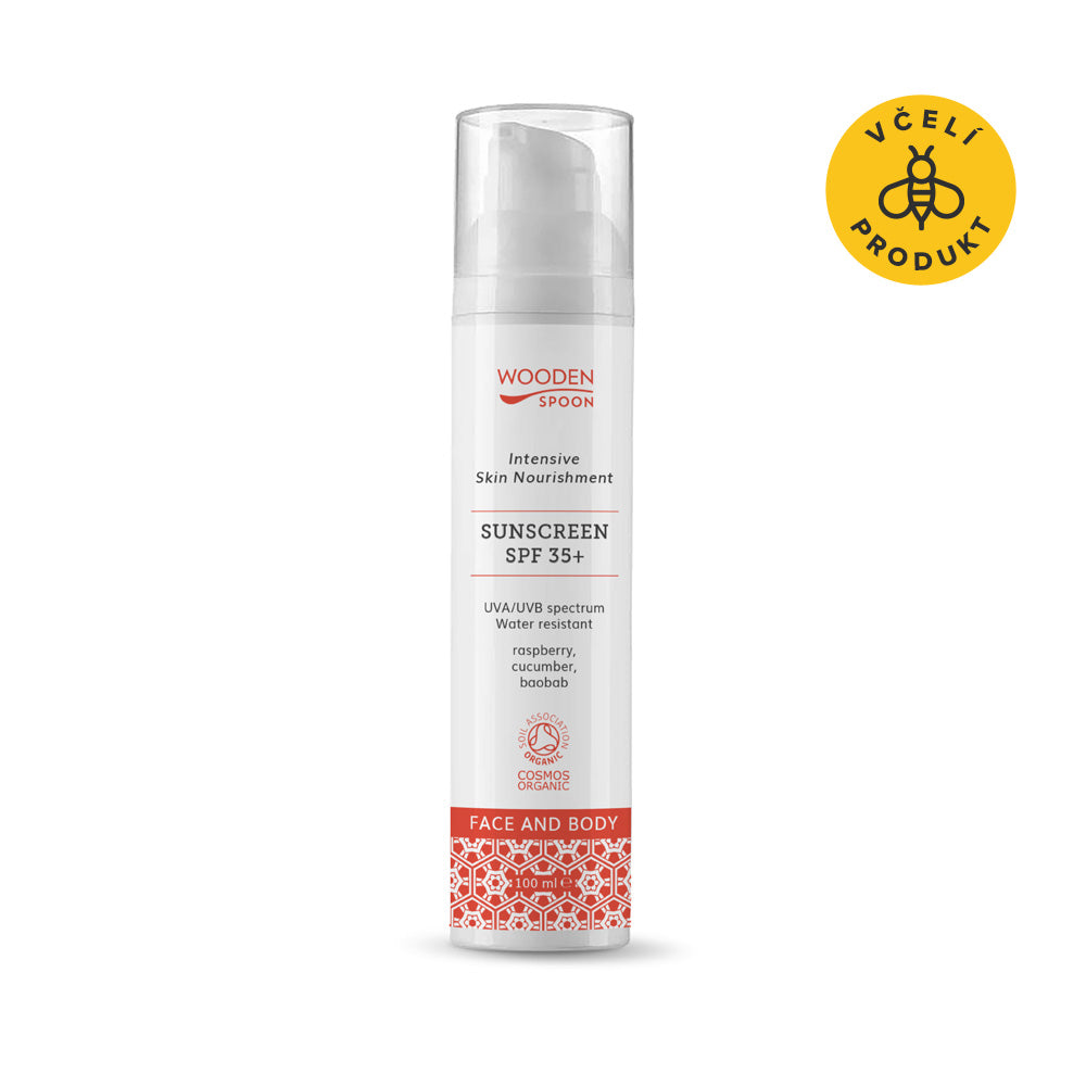 Wooden Spoon Opalovací mléko na obličej a tělo SPF 35+ BIO (100 ml) - voděodolné