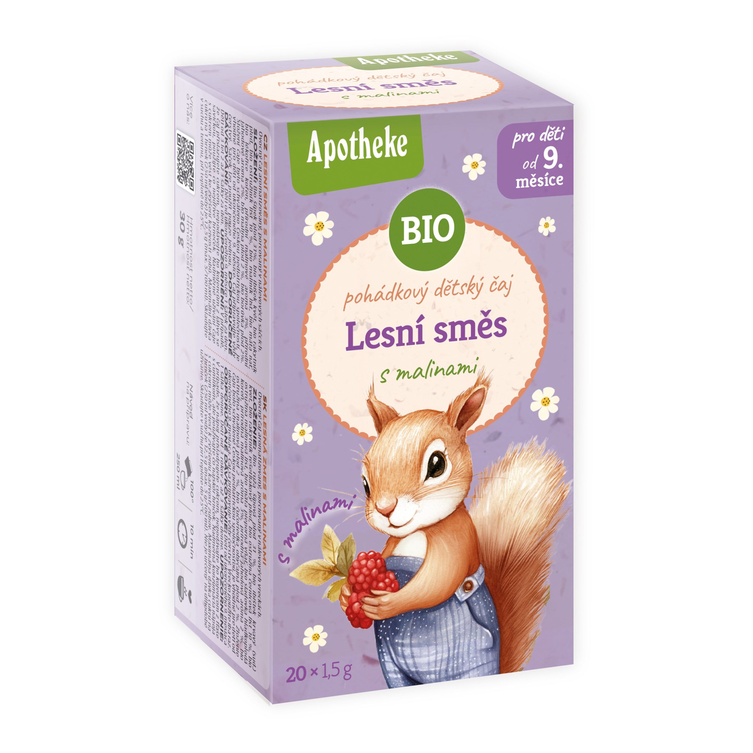 Apotheke Ovocný čaj dětský Lesní směs s malinou BIO - nálevové sáčky (20 x 1