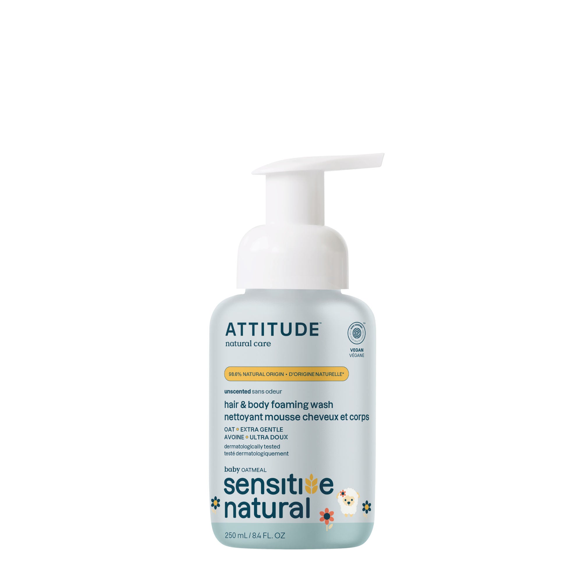 Attitude Dětská mycí pěna 2v1 s ovsem pro citlivou pokožku (250 ml) - vhodná i pro miminka Attitude