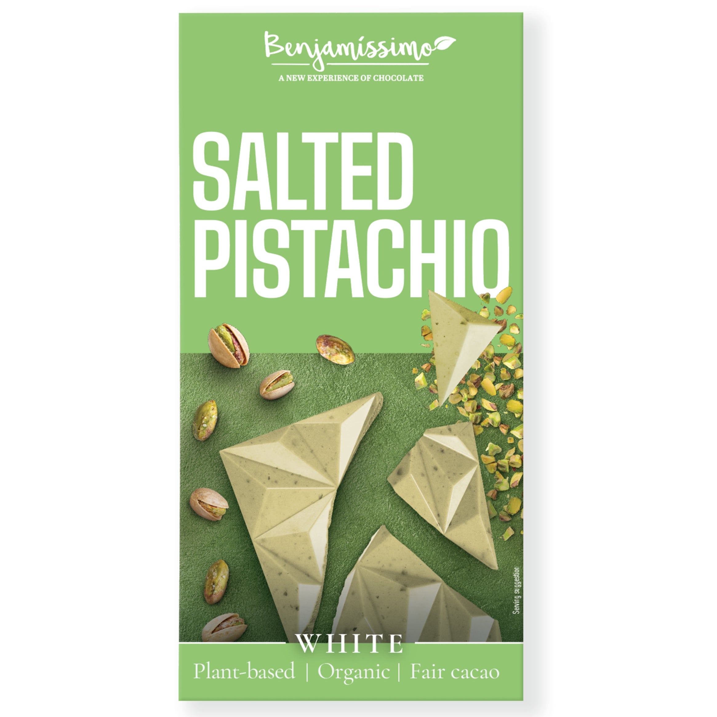 Benjamíssimo Tabulka kakaová bílá slané pistácie BIO (60 g) - minimálně 35 % kakaa Benjamíssimo