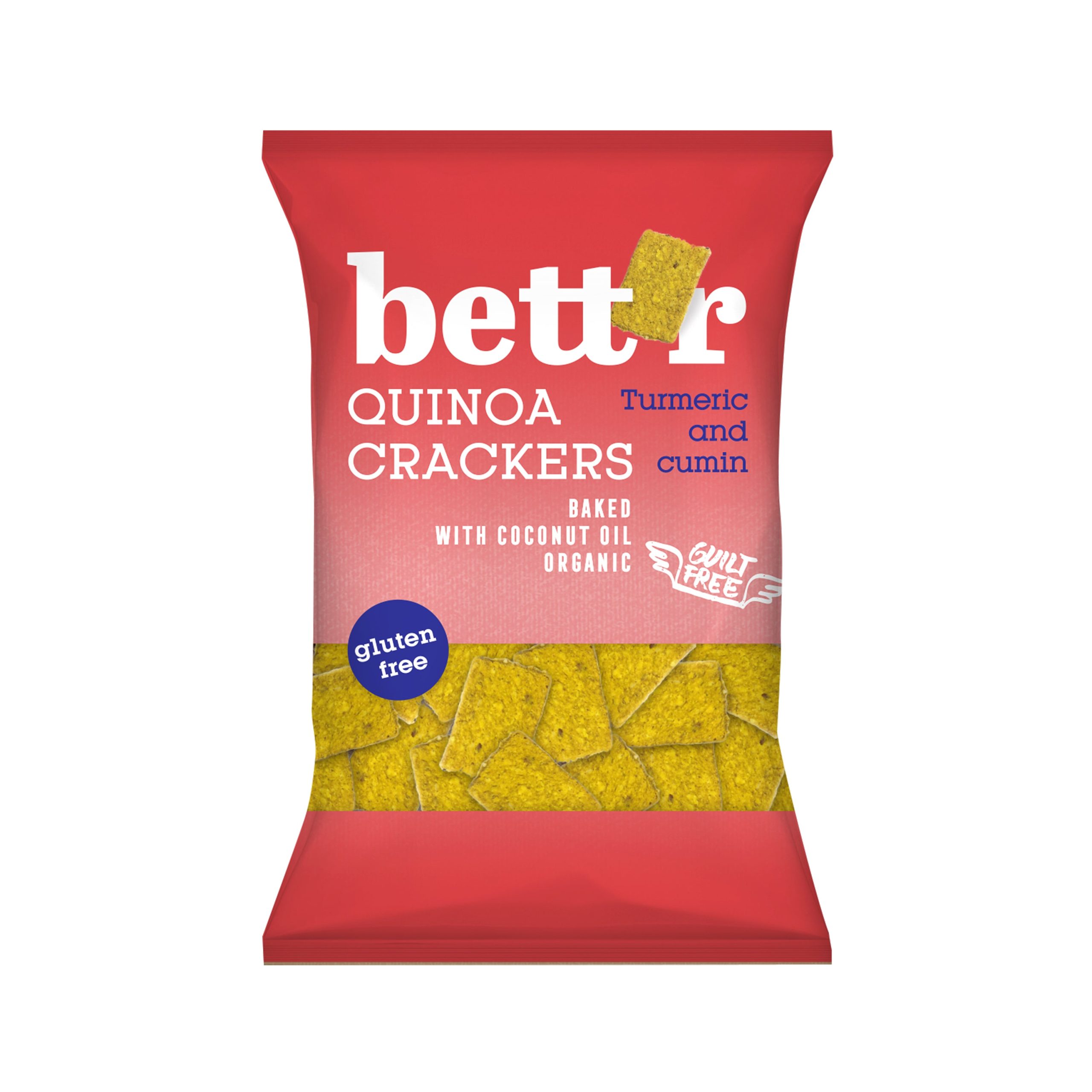 Bett´r Krekry quinoové s kurkumou a kmínem bezlepkové BIO (100 g) - bezlepkový snack s kurkumou BETT'R