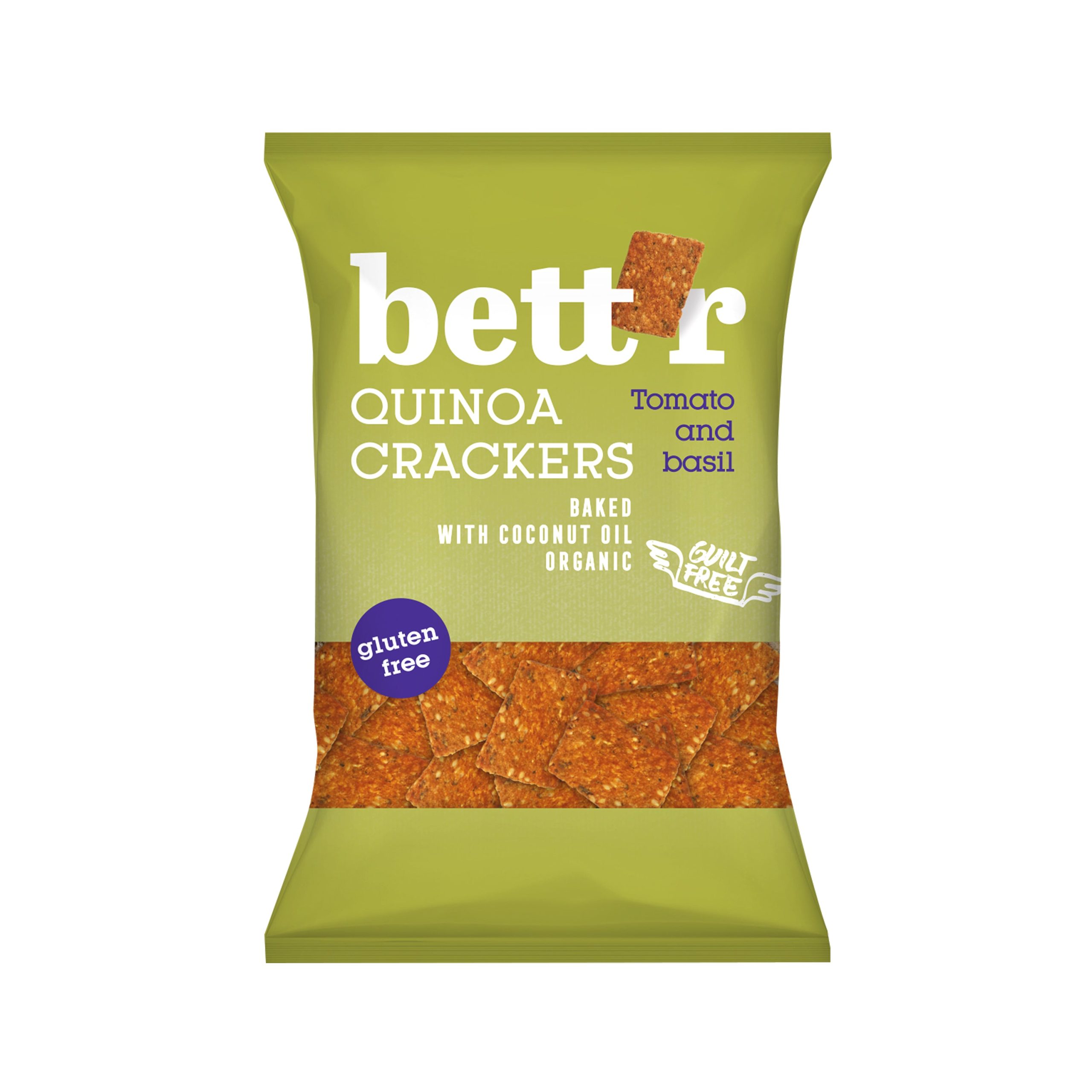 Bett´r Krekry quinoové s rajčaty a bazalkou bezlepkové BIO (100 g) - bez lepku i palmového oleje BETT'R