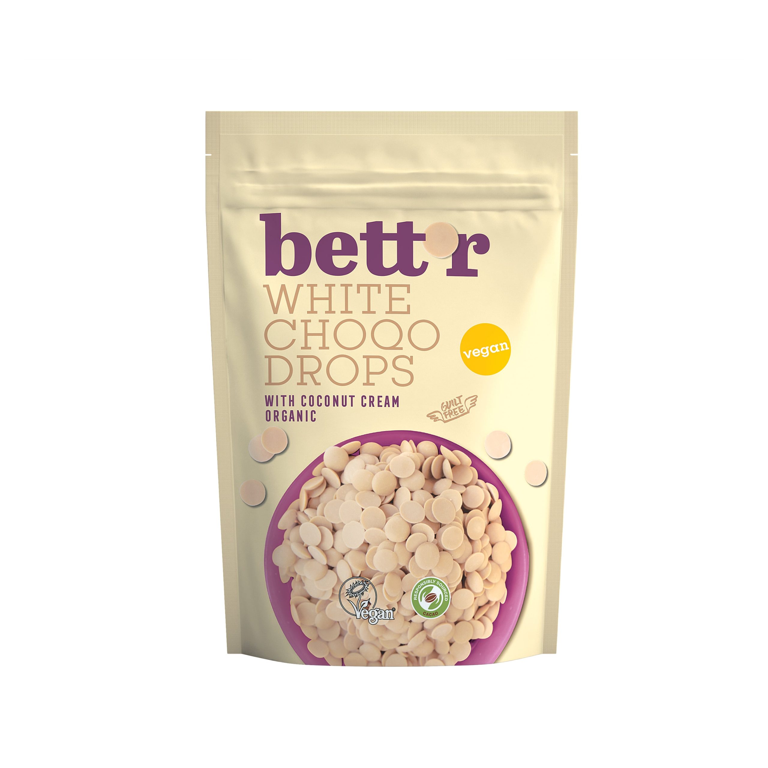 Bett´r Pecičky čokoládové bílé veganské BIO (200 g) - s nerafinovaným třtinovým cukrem BETT'R