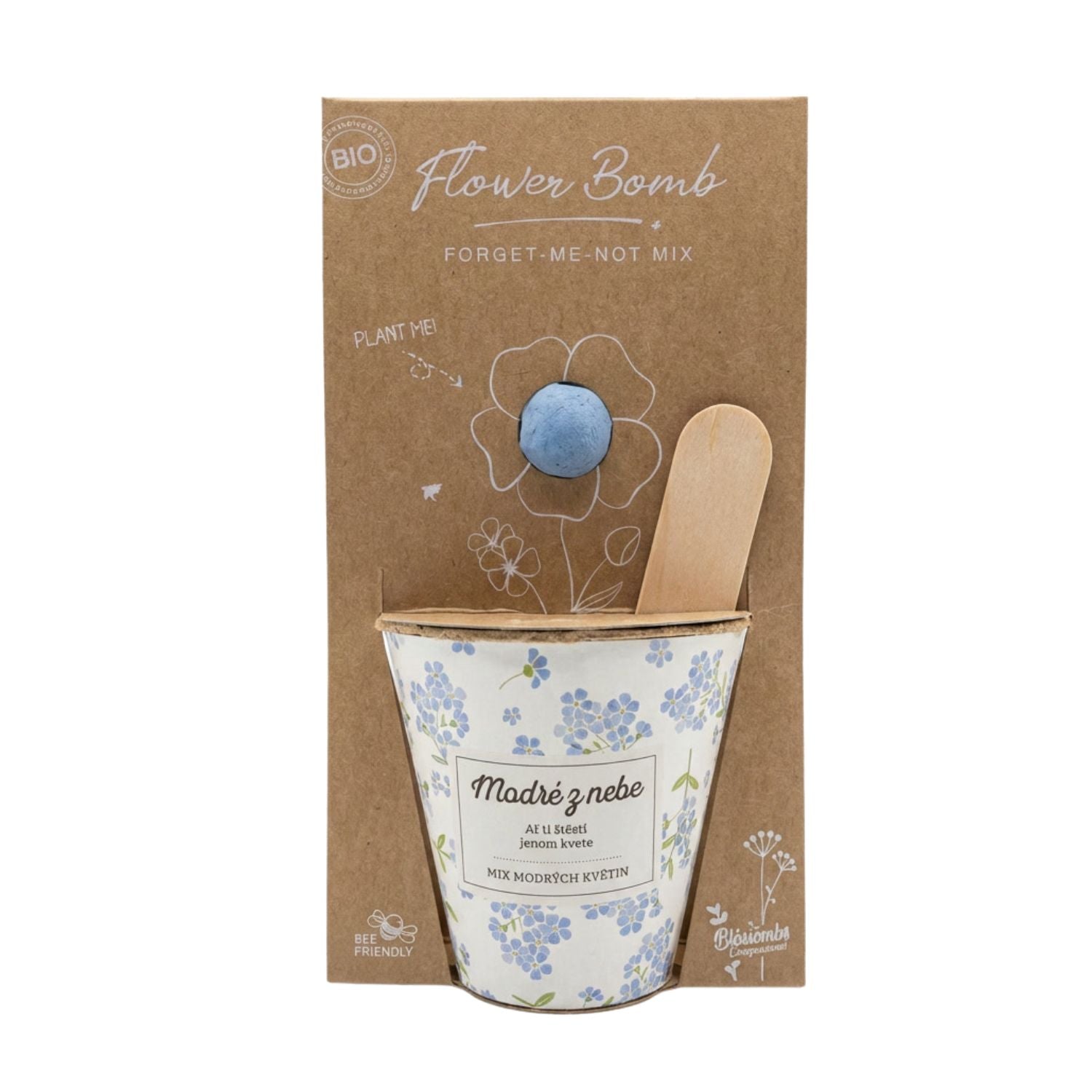 Blossombs Semínková bomba s květináčem - Modré z nebe - mix modrých květin - nechte rozkvést svůj domov Blossombs