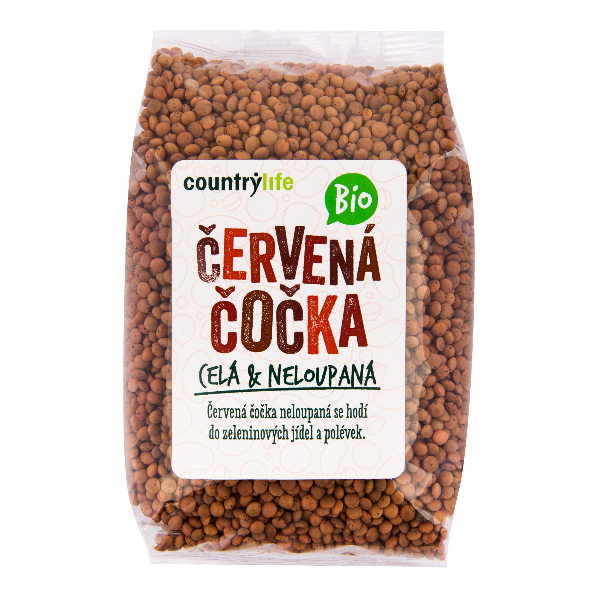 Čočka červená celá neloupaná 500 g BIO   COUNTRY LIFE Country Life