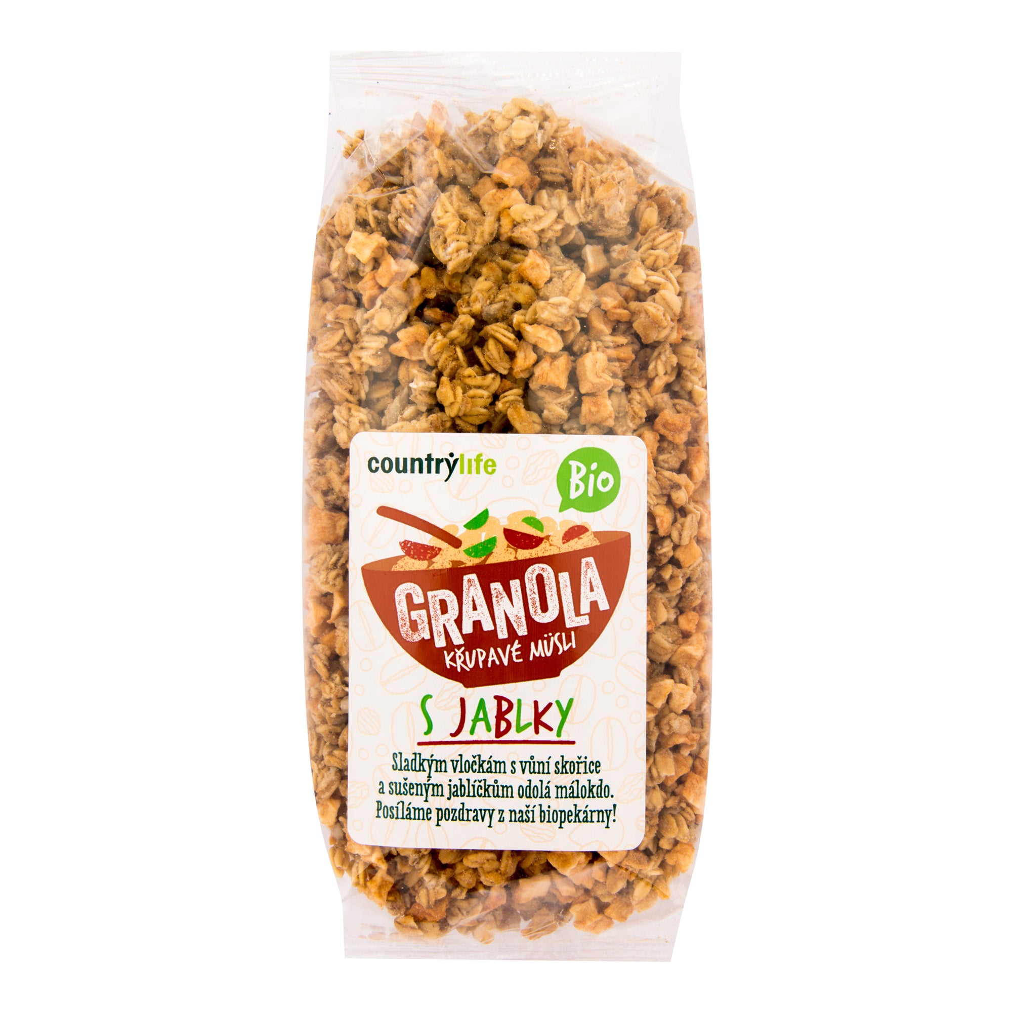 Country Life Granola - Křupavé müsli s jablky BIO (350 g) - slazeno sirupem a jablíčky Country Life
