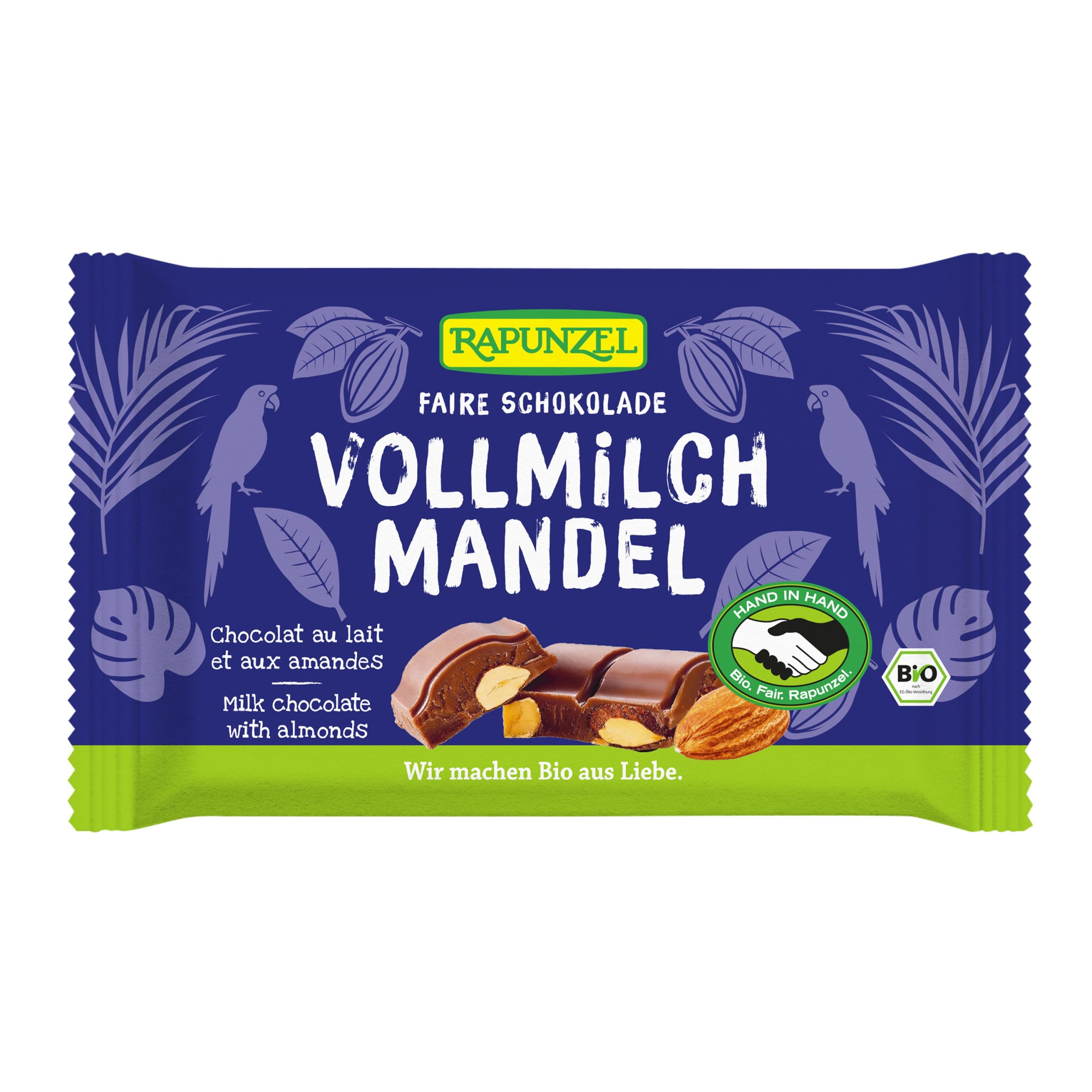 Rapunzel Čokoláda mléčná s mandlemi BIO (100 g) - výjimečně jemná a křupavá Rapunzel