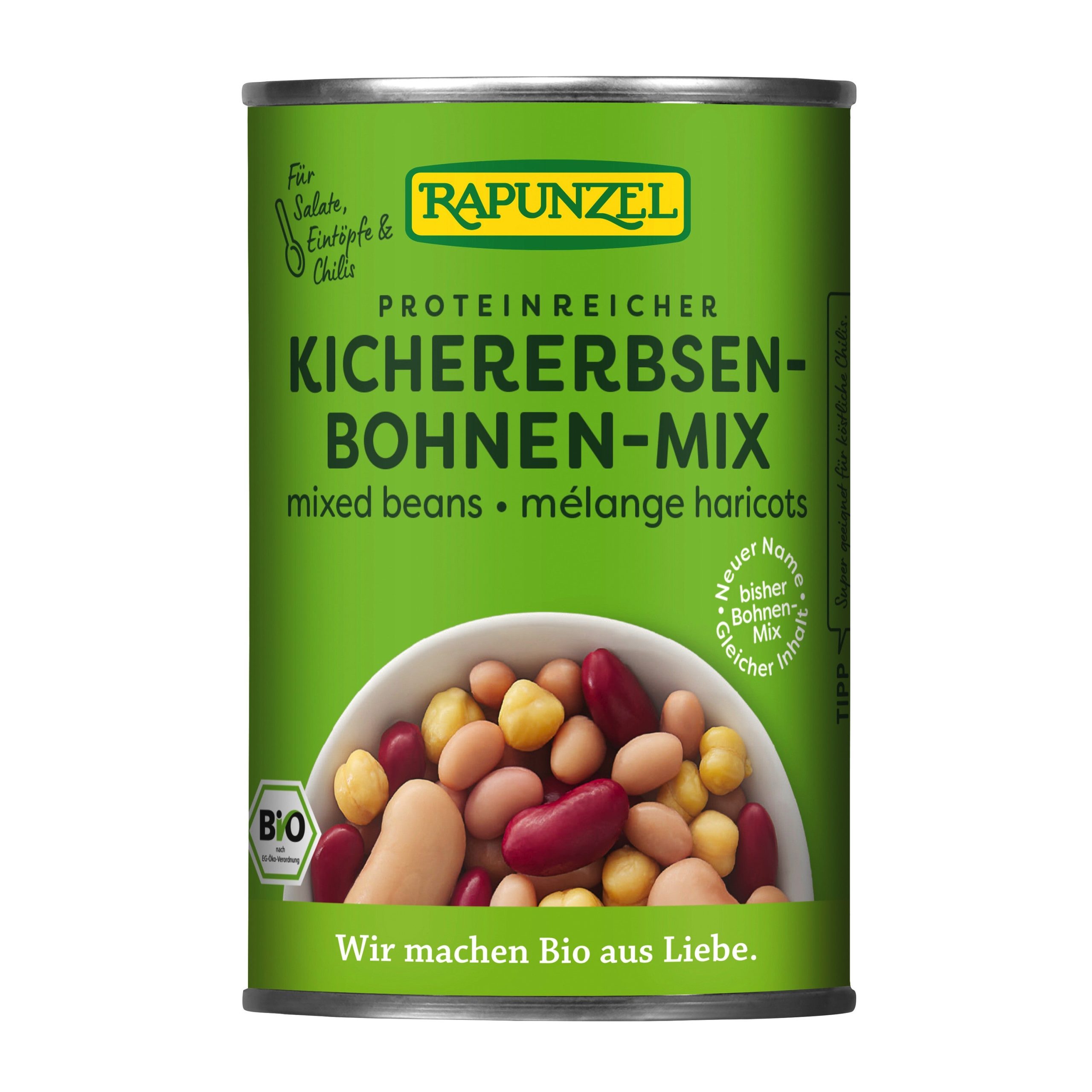 Rapunzel Směs luštěnin sterilovaná BIO (400 g) - 3 druhy fazolí s cizrnou pro rychlé vaření Rapunzel