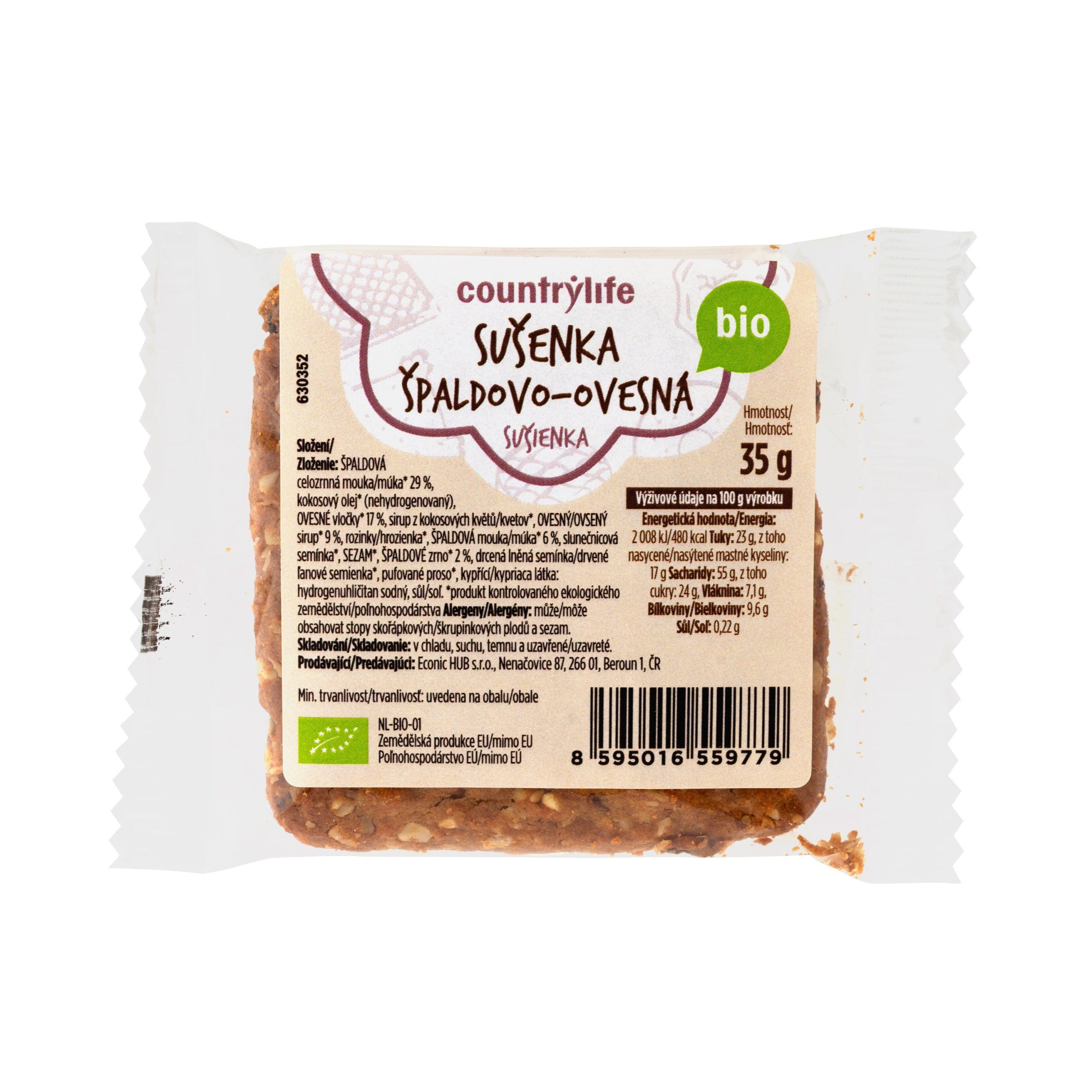 Sušenka špaldovo-ovesná 35 g BIO   COUNTRY LIFE - svačinka do kapsy Country Life