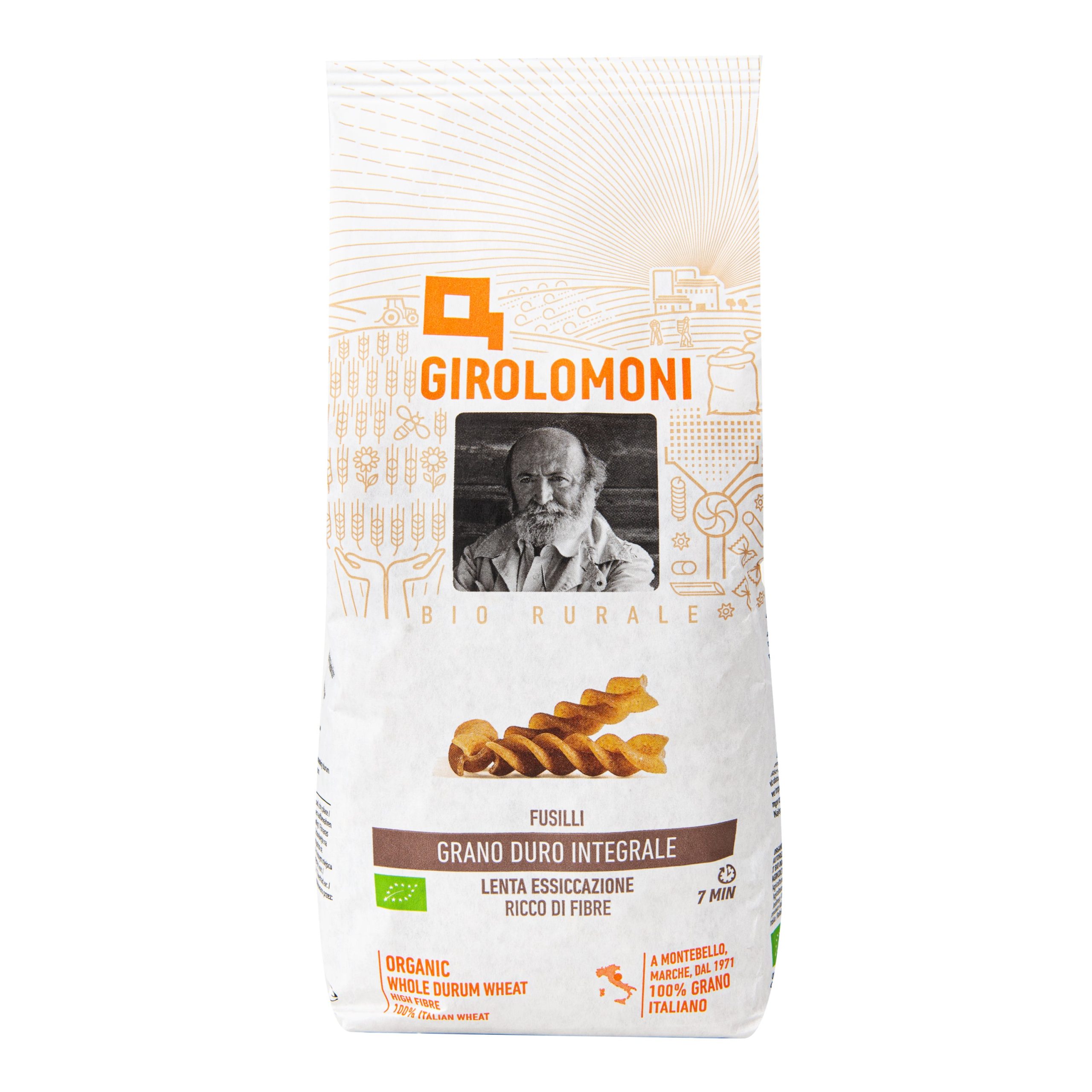 Těstoviny fusilli celozrnné semolinové 500 g BIO    GIROLOMONI Girolomoni