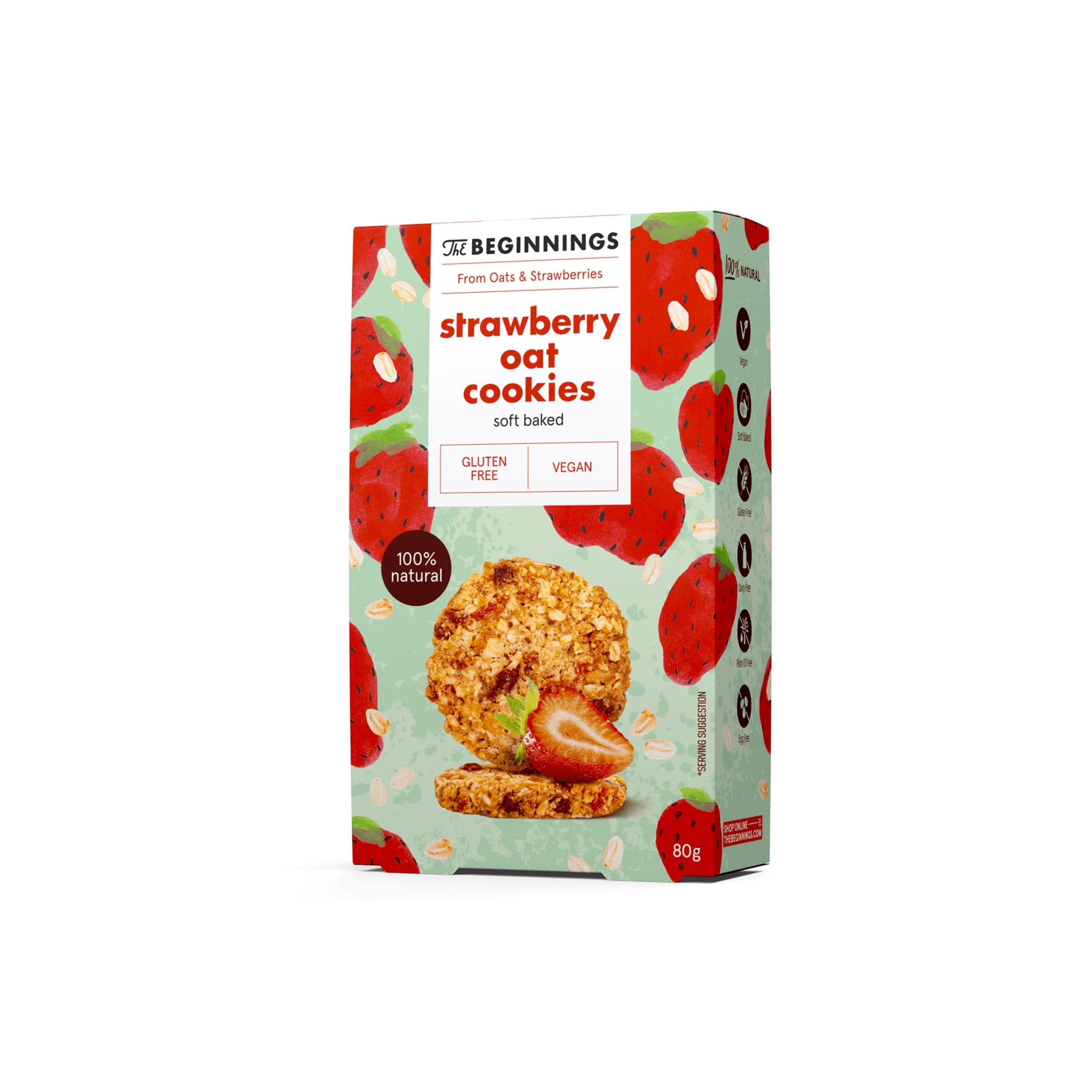 The Beginnings Sušenky ovesné proteinové s jahodami (80 g) The Beginnings