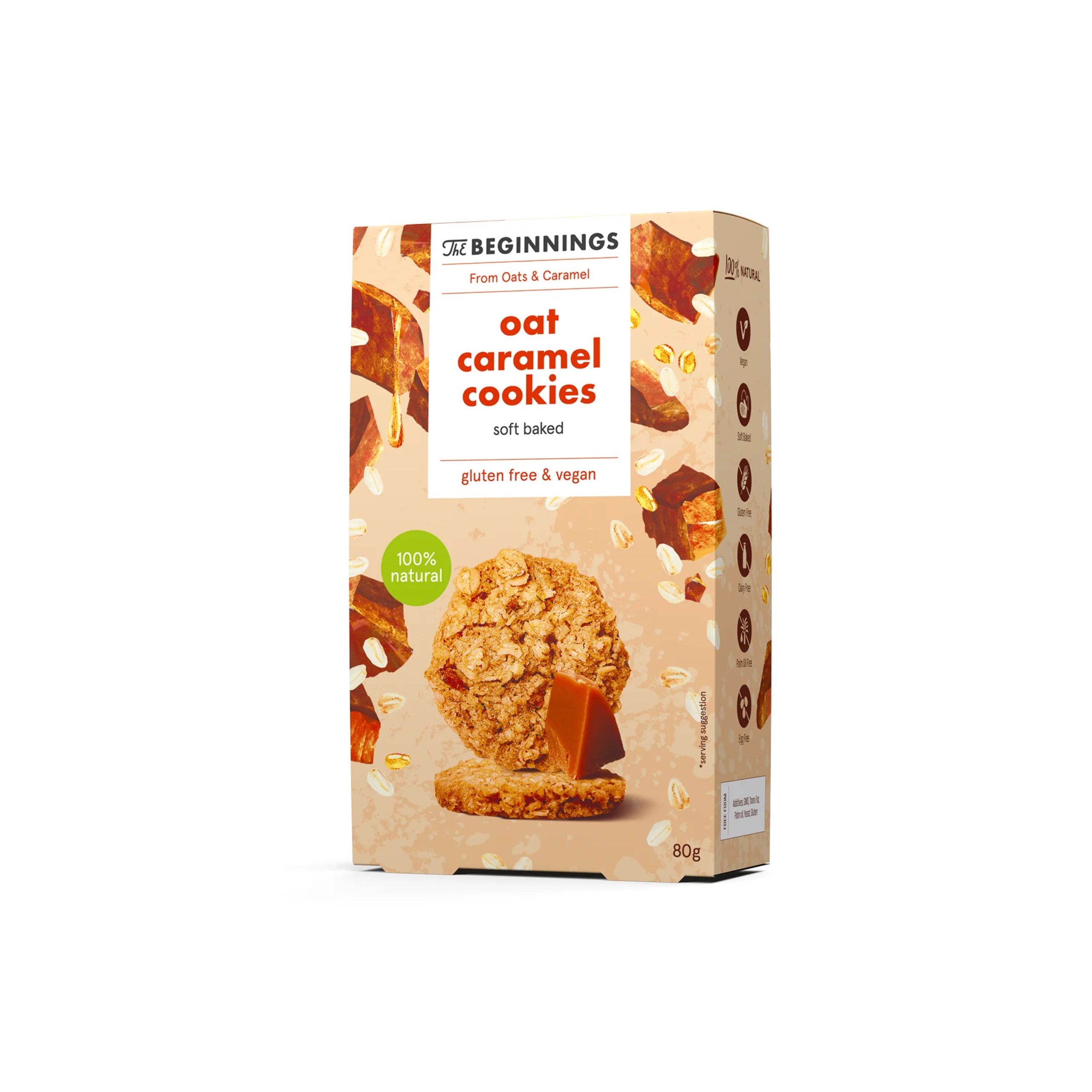 The Beginnings Sušenky ovesné proteinové s karamelem (80 g) The Beginnings