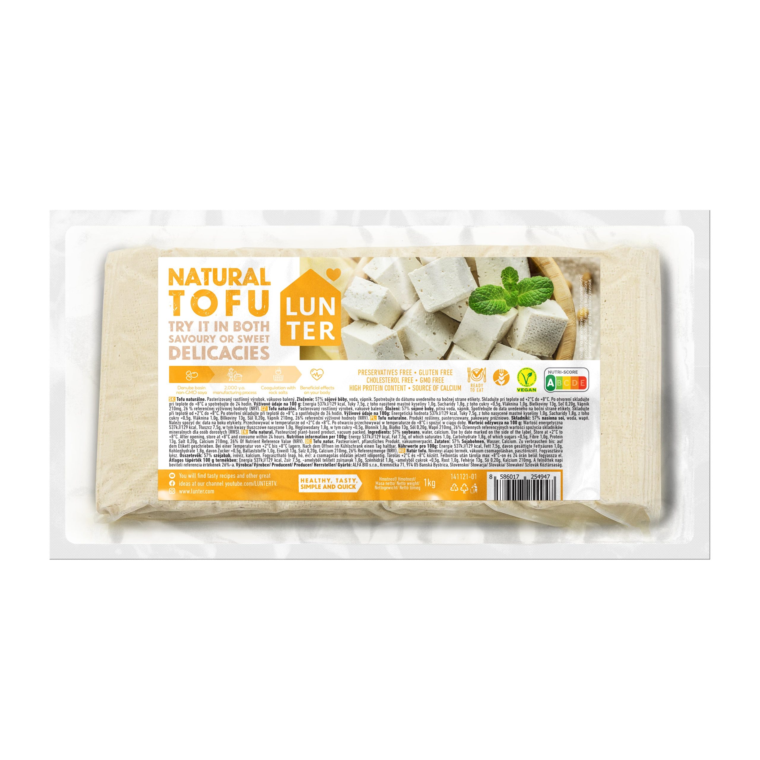 Tofu natural 1000 g   LUNTER Lunter