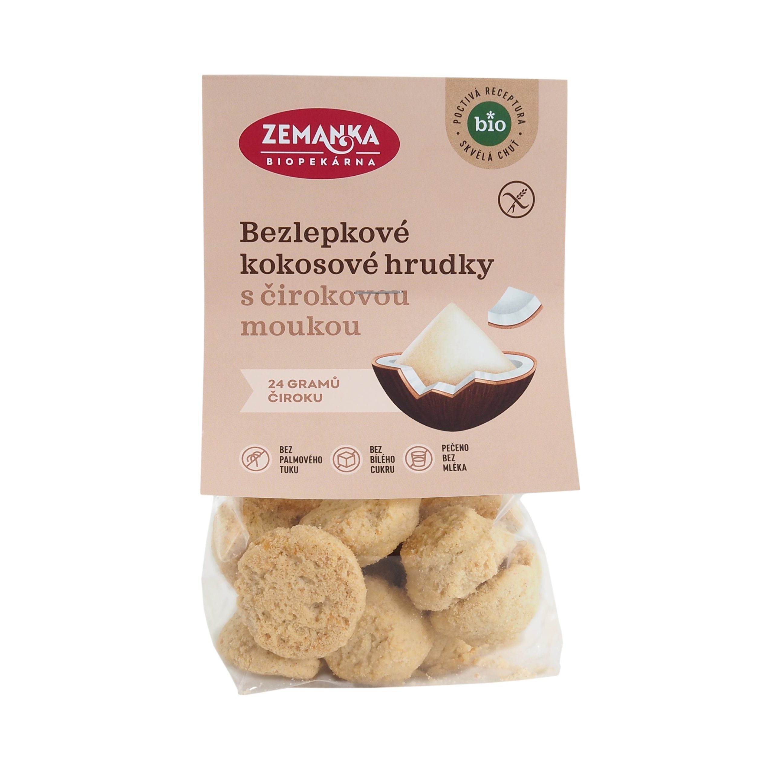 Zemanka Kokosové sušenky s čirokovou moukou BIO - bezlepkové (100 g) - bezlepkové mlsání bez bílého cukru Biopekárna Zemanka