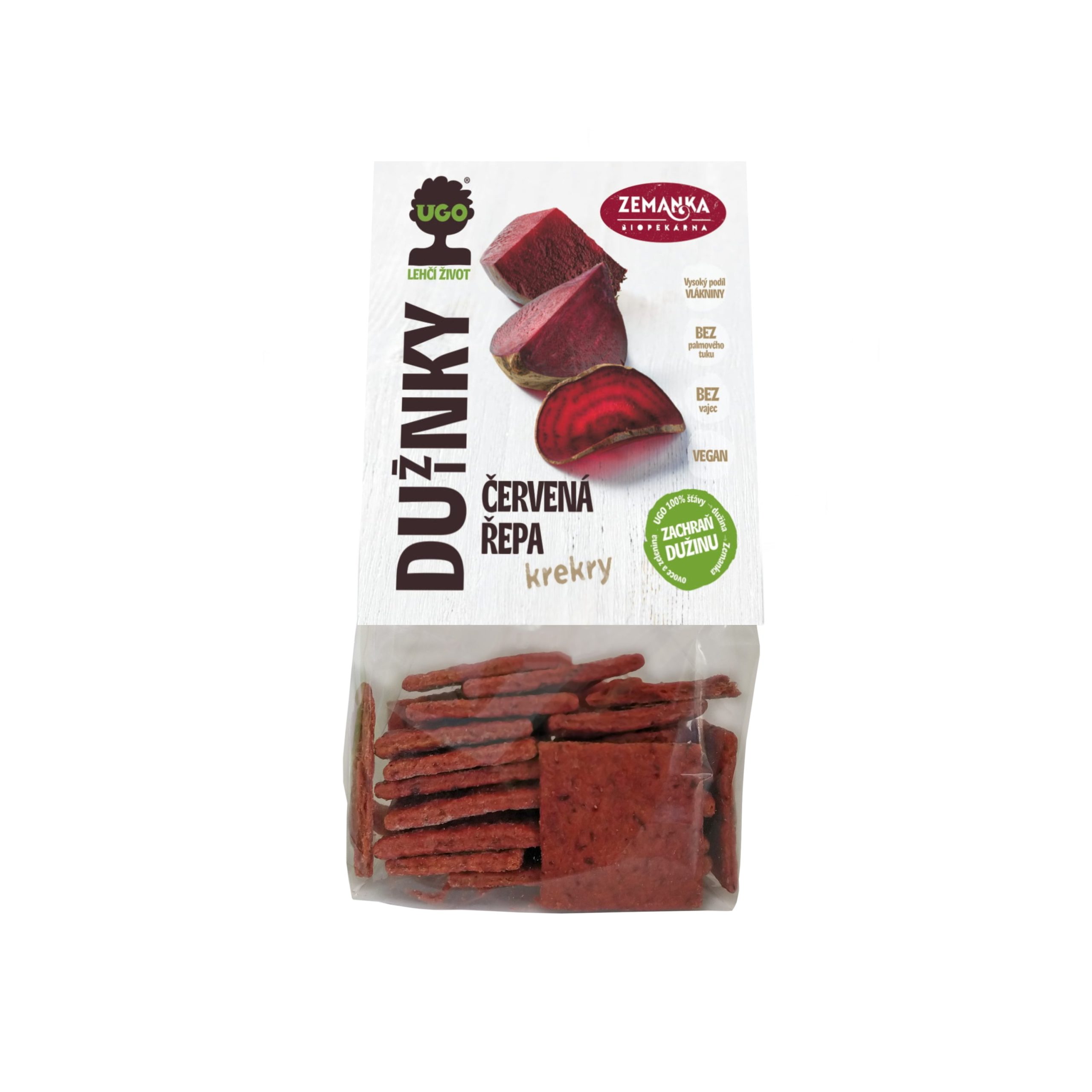 Zemanka Krekry slané s dužinou z červené řepy (100 g) - pomáhají proti plýtvání jídlem Biopekárna Zemanka