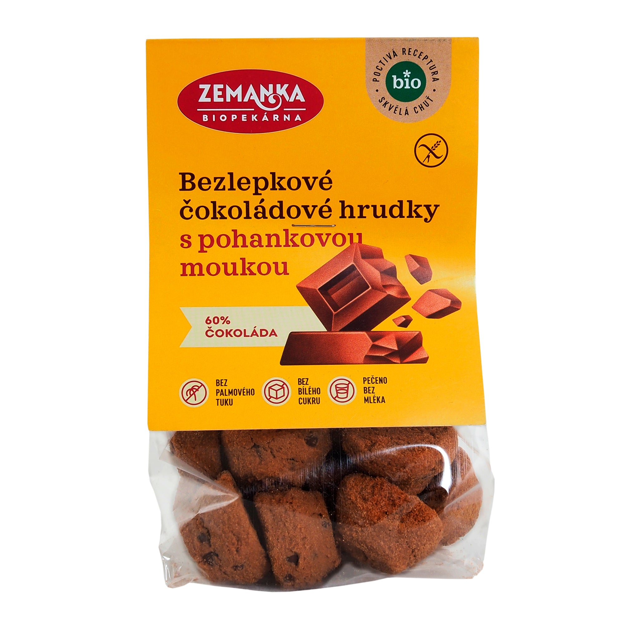 Zemanka Pohankové hrudky s čokoládou BIO - bezlepkové (100 g) - bezlepkové mlsání s 60% čokoládou Biopekárna Zemanka