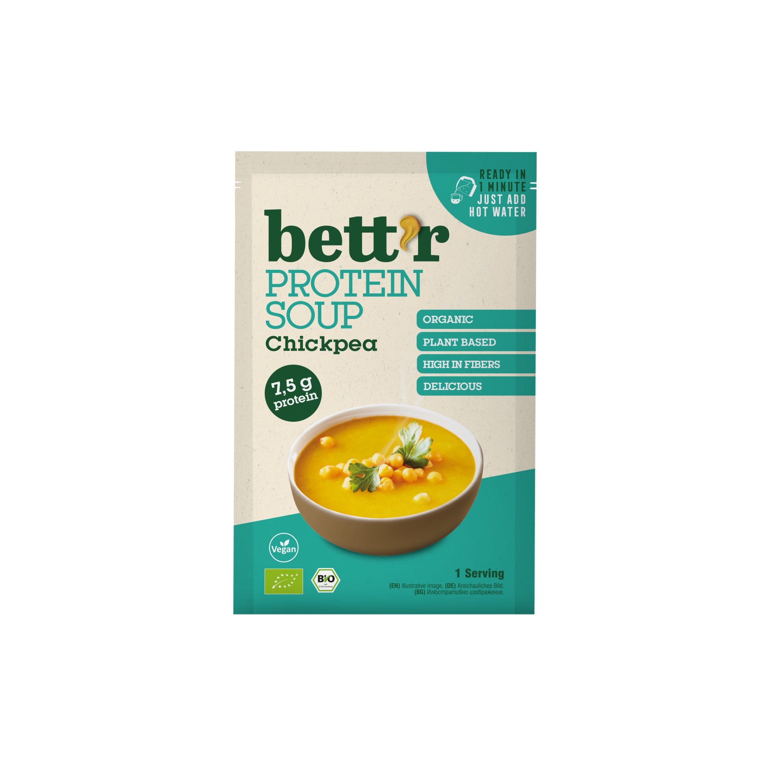 Bett´r Polévka instantní cizrnová proteinová BIO (30 g) - skvělé do kanceláře i na cesty BETT'R