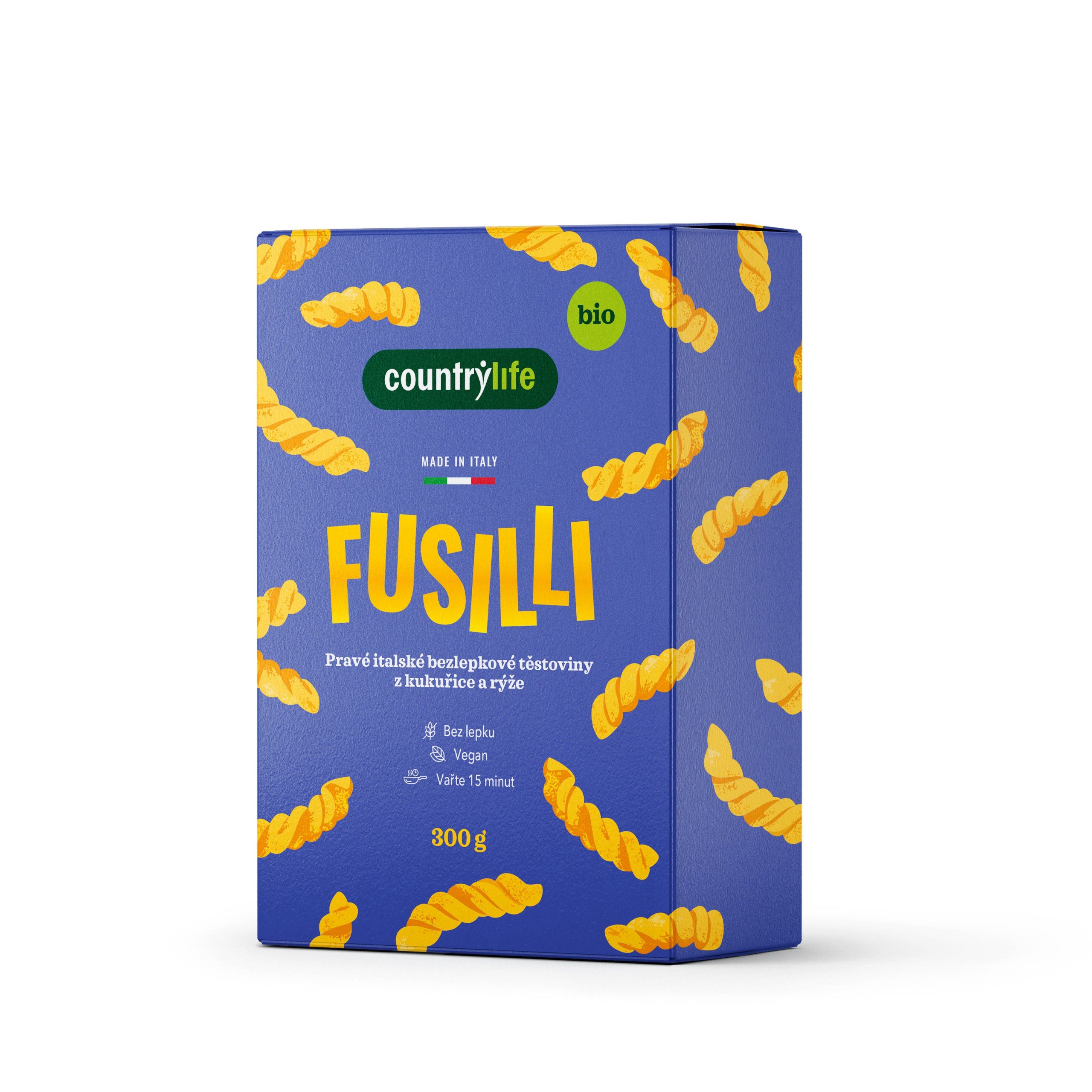 Country Life Těstoviny fusilli kukuřično-rýžové BIO (300 g) - chutná bezlepková příloha Country Life