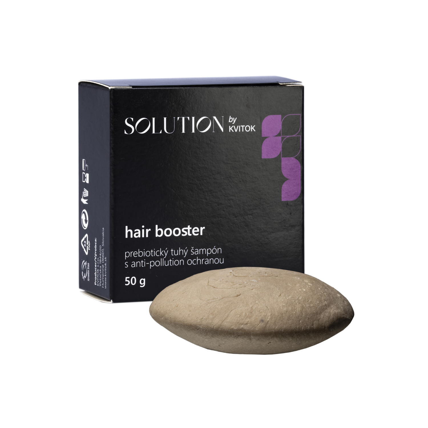 Kvitok Solution Prebiotický tuhý šampon s anti-pollution ochranou Hair Booster (50 g) - stimuluje růst vlasů Kvitok